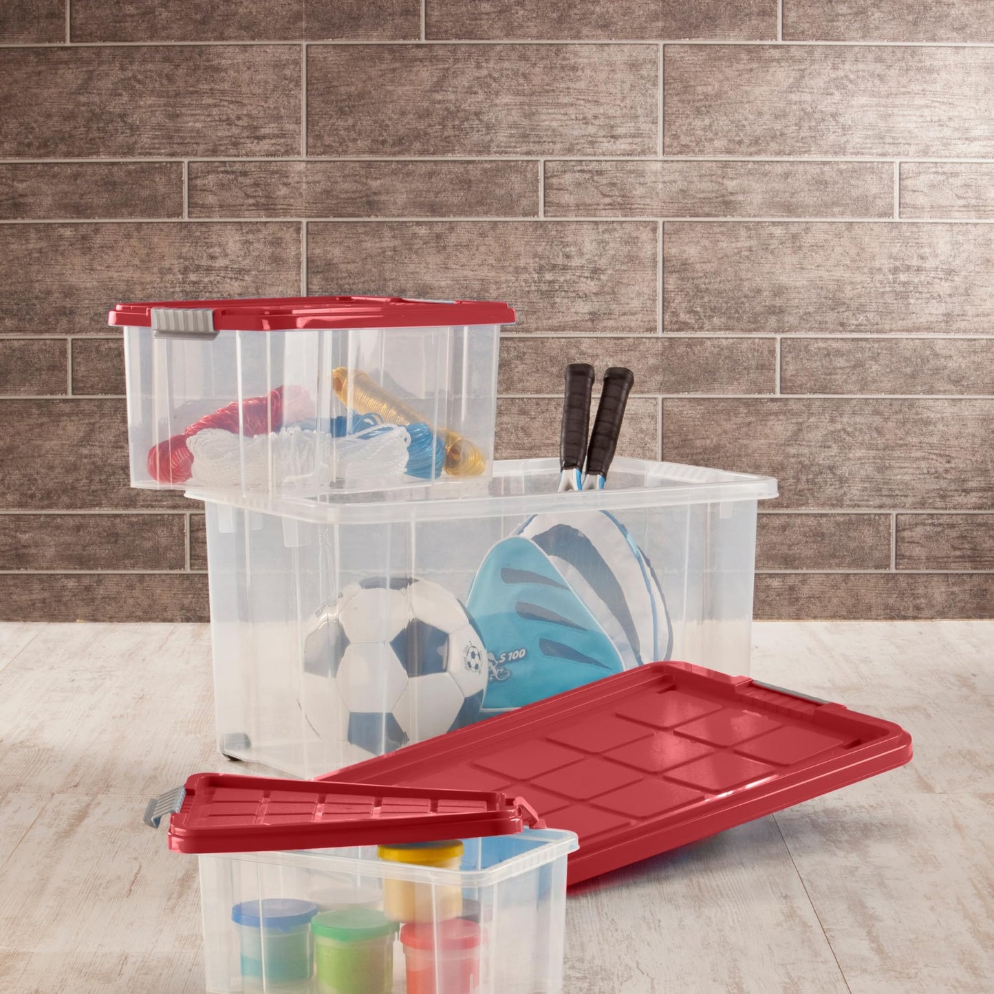 ARTECSIS 2 x Plastic Storage Boxes M, 15 L - 40 x 29 x 21 cm, Storage Box with Lid, Euro Box, Stackable