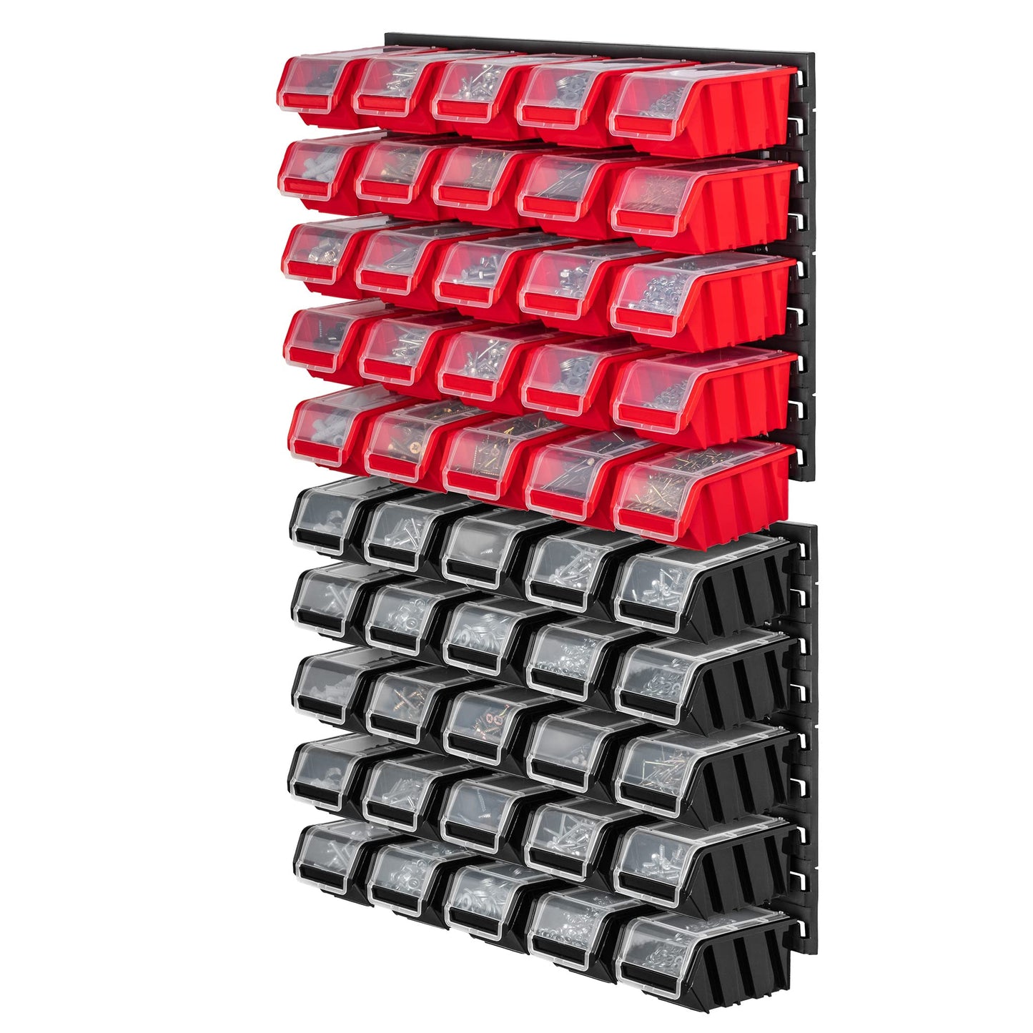 KADAX Workshop Wall Shelf, 58 x 78 cm Storage System Made of Robust Plastic, UV-Resistant Workshop Shelf, Expandable Wall Plates, Shed Rack for Garage (Black, 50 Pieces v2)