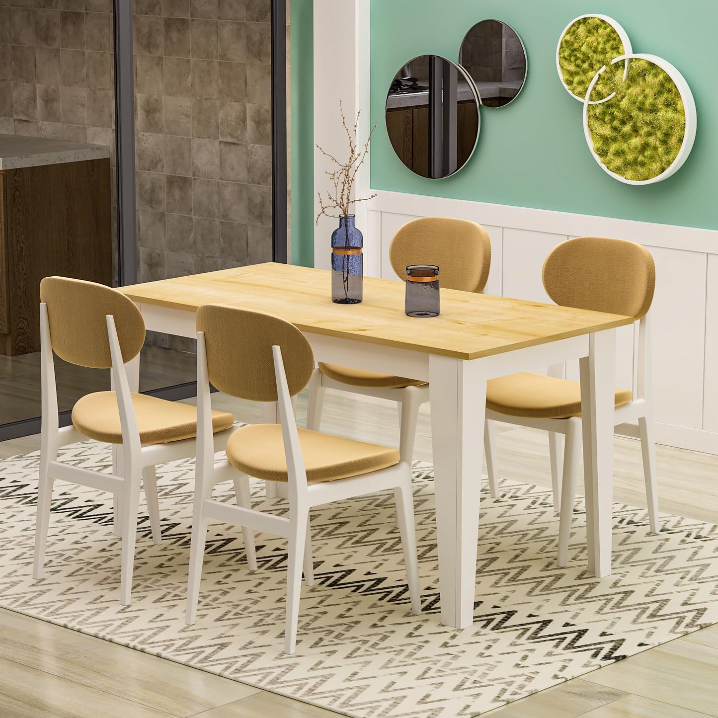 Homidea SHIMAL Dining Table for 4 People - Modern Kitchen Table with Sturdy Table Top - 120 x 72 x 73.8 cm - Dining Room Table for Kitchen & Living Room (White)