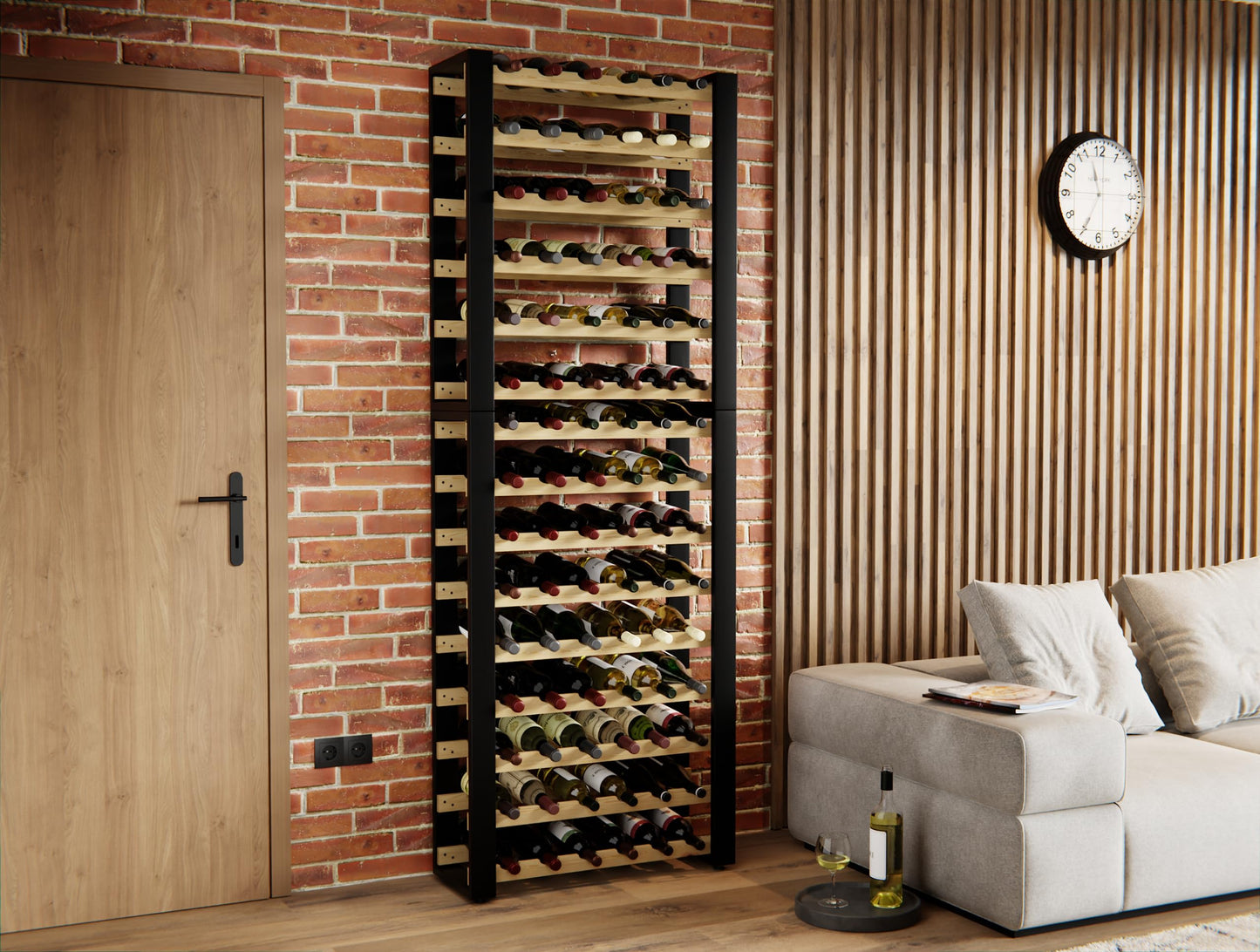 Lenmar RW Series Wooden Wine Rack for Bottles, Loft, Bottles, Wine, Bottle Rack, Cellar Rack, Shelves, Bottle Holder, Wine Stand, etc. (Loft 135, 204 x 104 x 27, 135 Bottles)