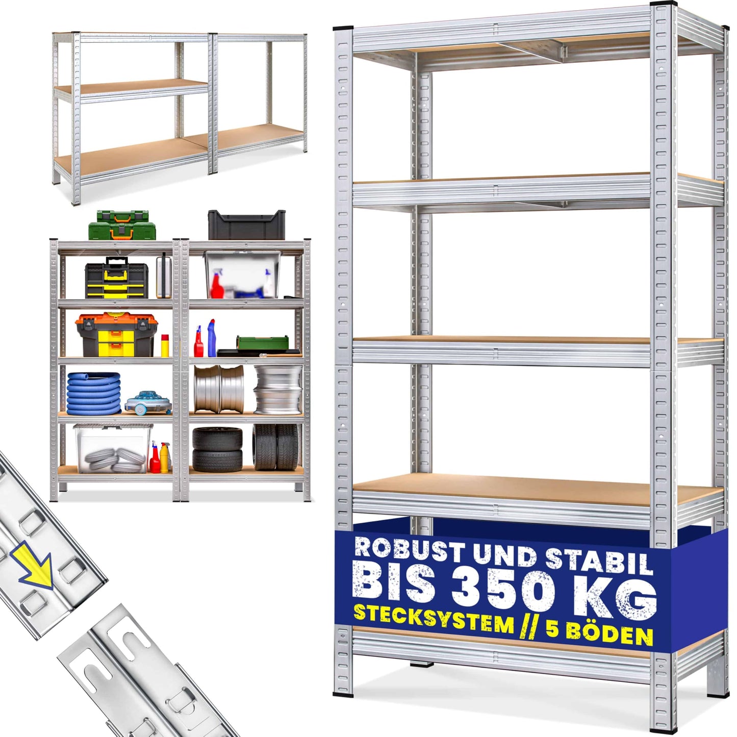 Monzana® Heavy Duty Shelving Unit 160 x 90 x 40 cm 700 kg 4 MDF Shelving Unit Storage Shelving Basement Shelving Workshop Shelving Unit