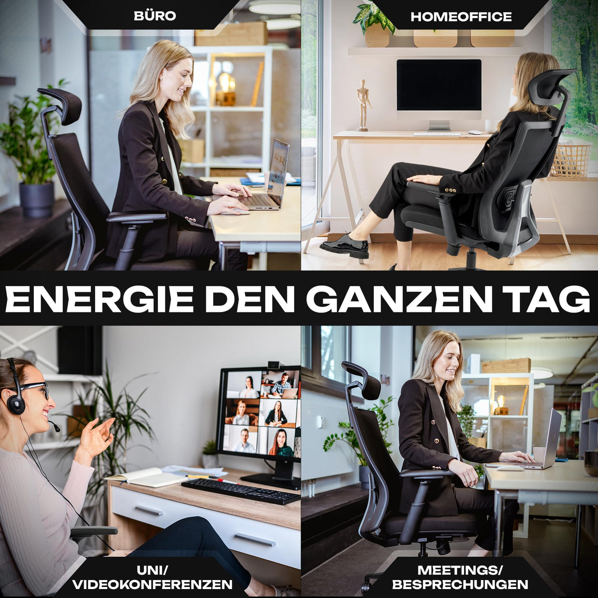 M2 Ergonomic Office Chair, Test Winner with Adjustable Armrest without Headrest for Maximum Freedom of Movement, Back-Friendly, Comfortable Desk Chair for Office and Home Office Chair