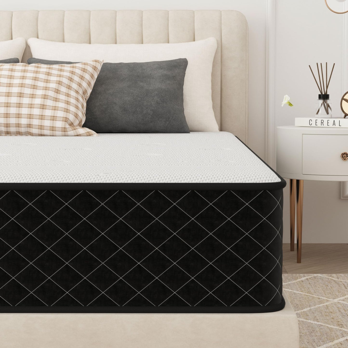 PurrJoys Mattress, 140 x 200 cm, Height 25 cm, Pocket Sprung Core, H3 and H4, 7-Zone, Breathable, Oeko-Tex Certified, for Side Sleepers and Back Sleepers