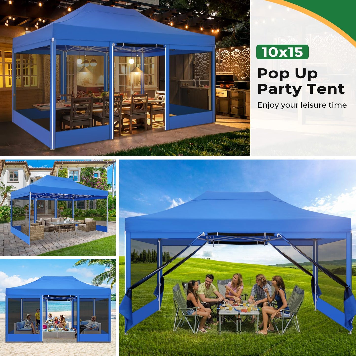 COBIZI Folding Gazebo 3 x 3 m Gazebo 3 x 3 m Waterproof Stable Party Tent Foldable with 4 Side Walls Mosquito Net Pop Up Garden Gazebo Anti-UV for Garden, Grey