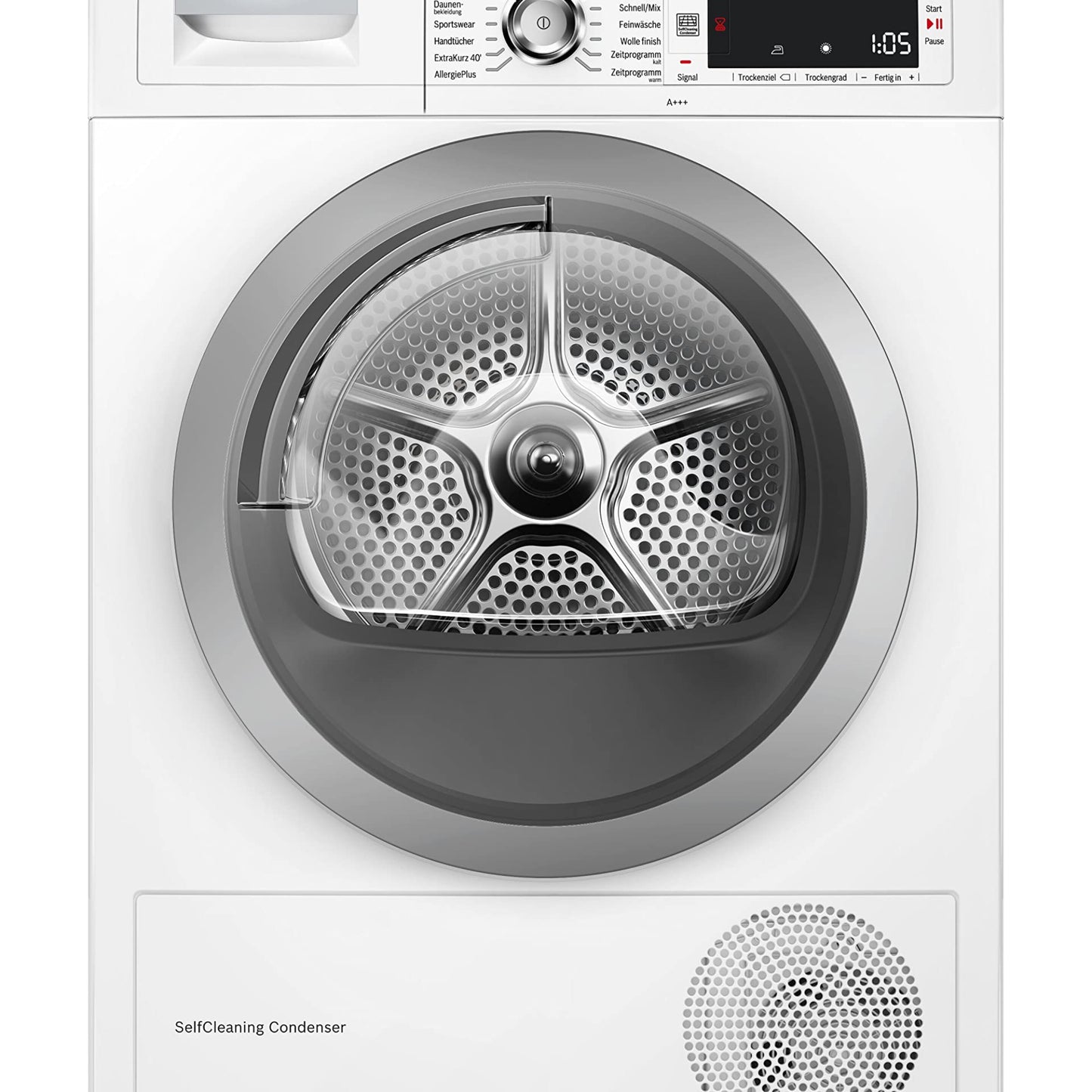 Bosch WTH83VV4 Series 4 Heat Pump Dryer, 8 kg, AutoDry, Quick-40 Drying, Refill Function, Sensitive Drying System, Anti Vibration Design, 63 dB, LED Display, Touch Control, Time Delay
