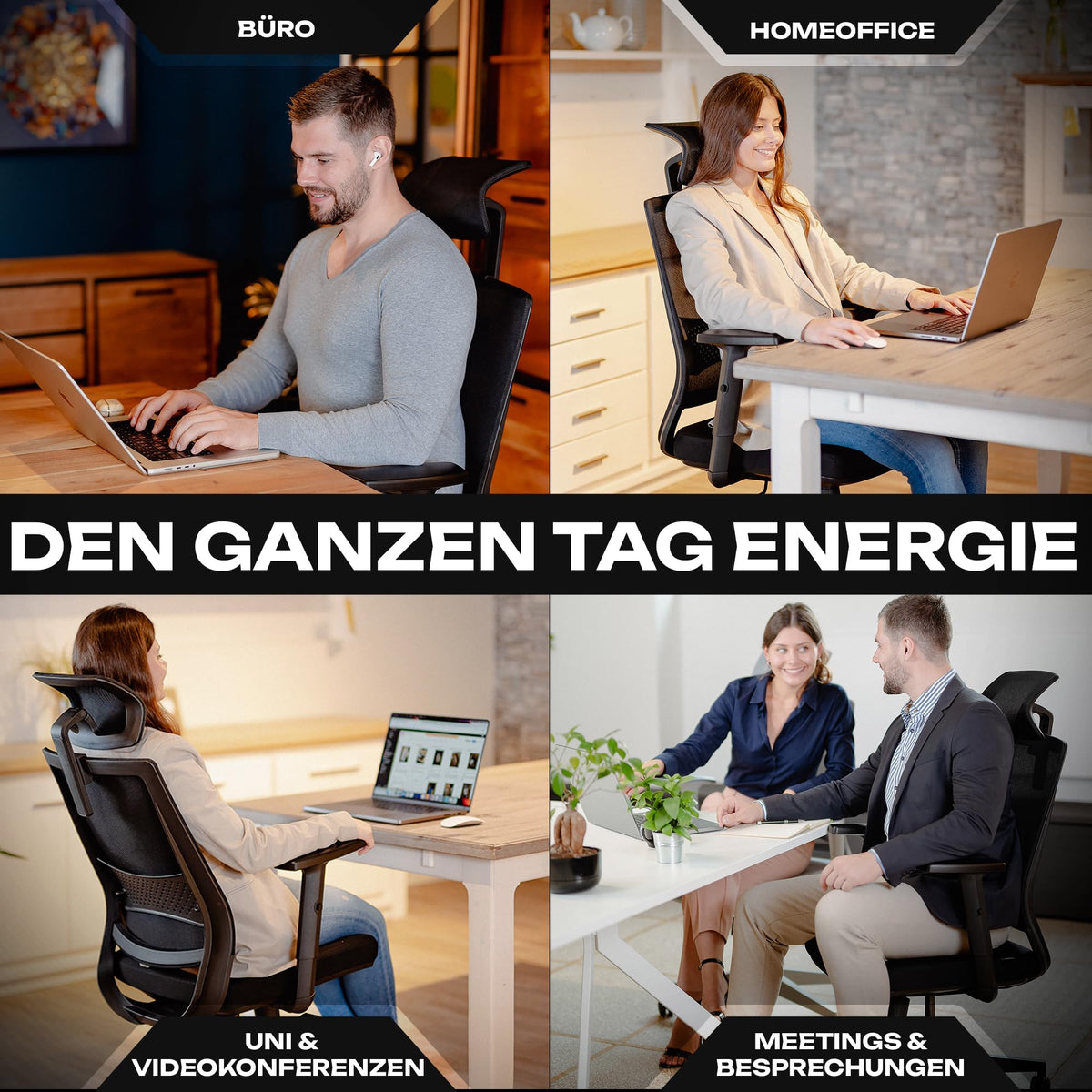M2 Ergonomic Office Chair, Test Winner with Adjustable Armrest without Headrest for Maximum Freedom of Movement, Back-Friendly, Comfortable Desk Chair for Office and Home Office Chair