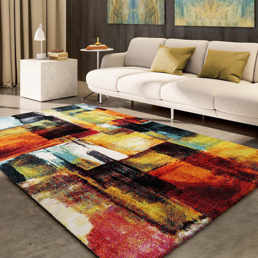 Taracarpet Moderner Designer Kurzflor Teppich bunt Multi fürs Wohnzimmer Schlafzimmer und Kinderzimmer Vision Graffiti 120x170 cm