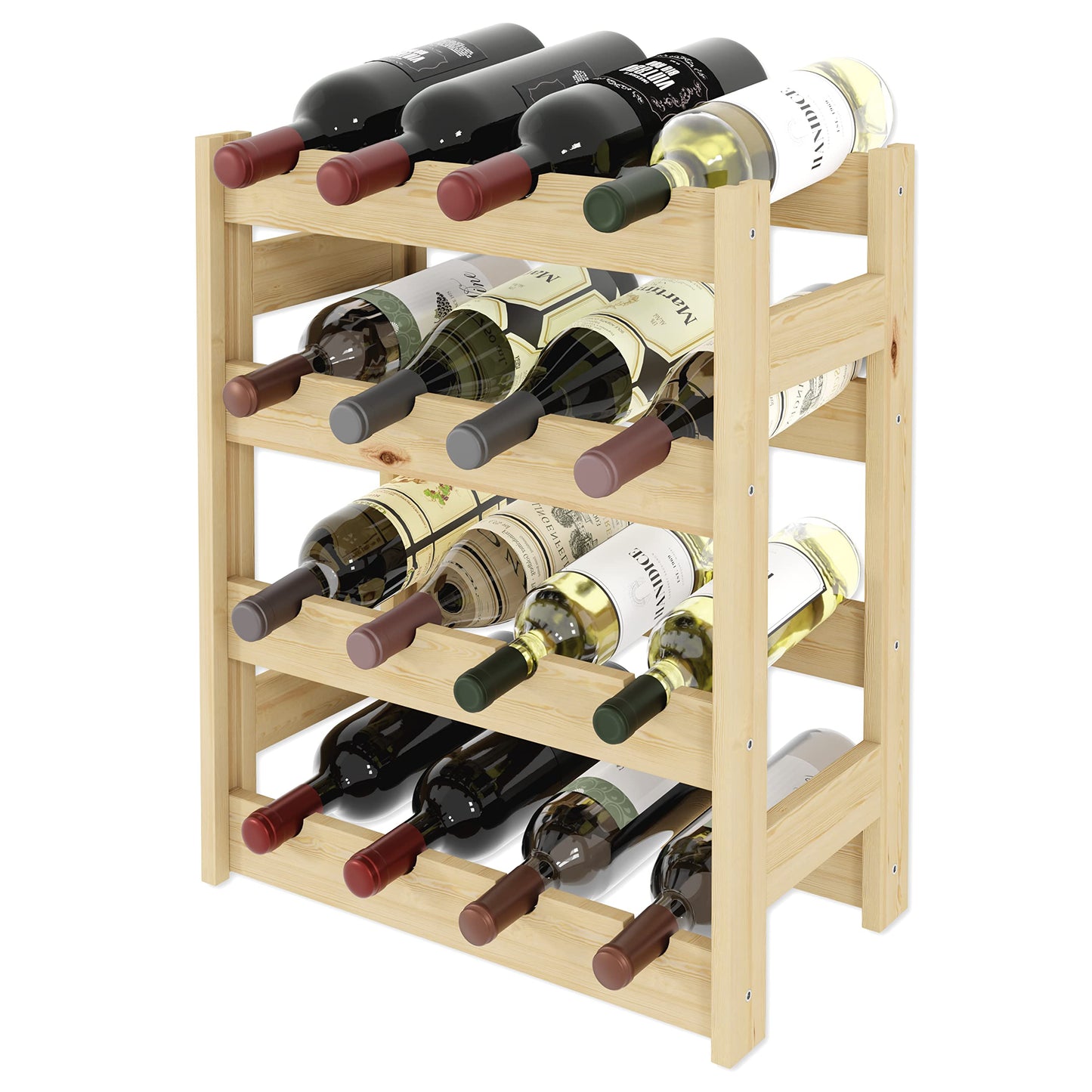 Lenmar, Wooden Wine Rack for Bottles, Natural, RW-1, Wine, Bottle Rack, Cellar Rack, Shelves, Bottle Holder (Natural, RW-1-42, 102 x 63 x 25, Brown, Holds 42 Bottles)