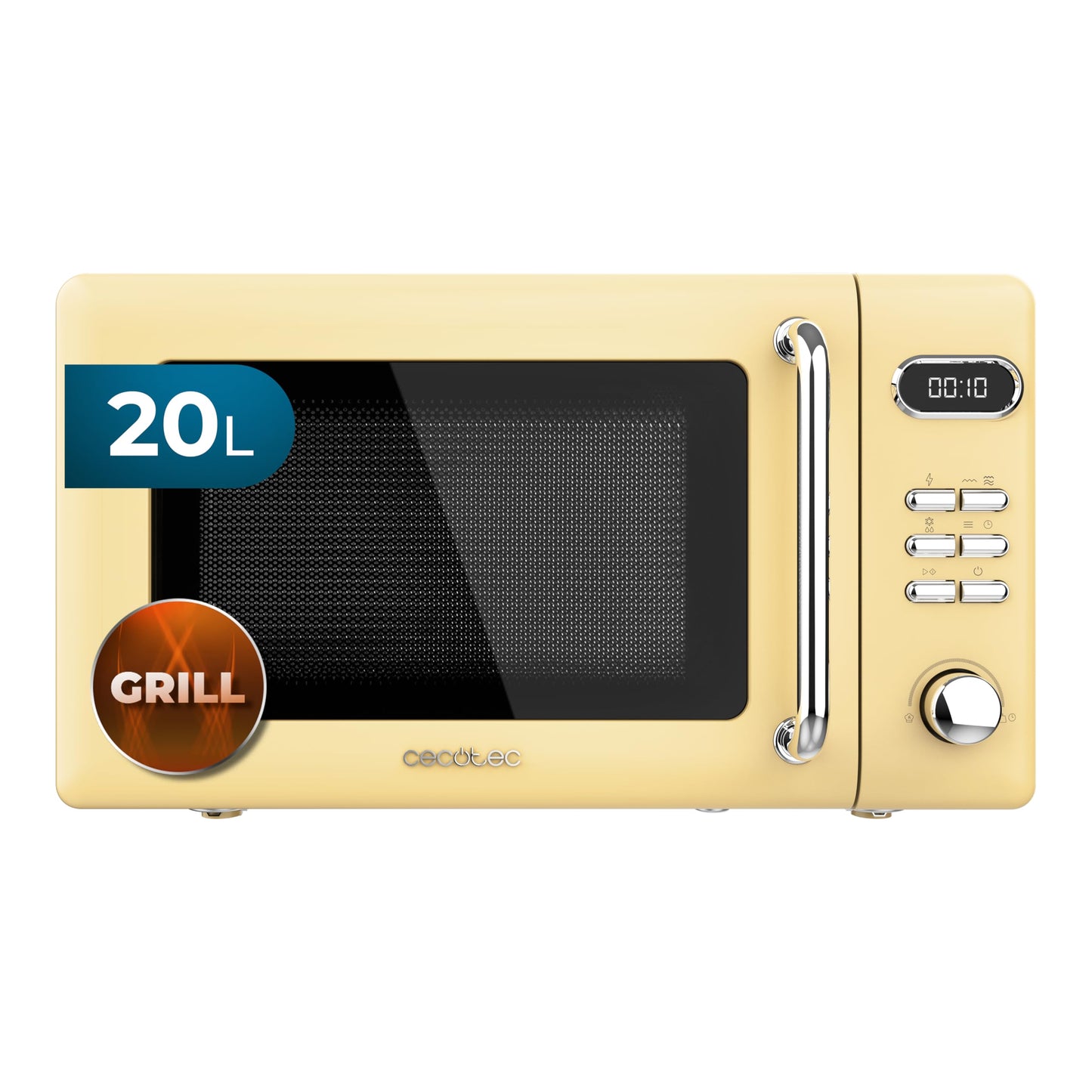 Cecotec Proclean 5110 20L Retro Beige 700W 5 Level Digital Microwave with Grill - 60 Minutes Timer - 8 Programmes and Defrost Mode - Vintage Beige