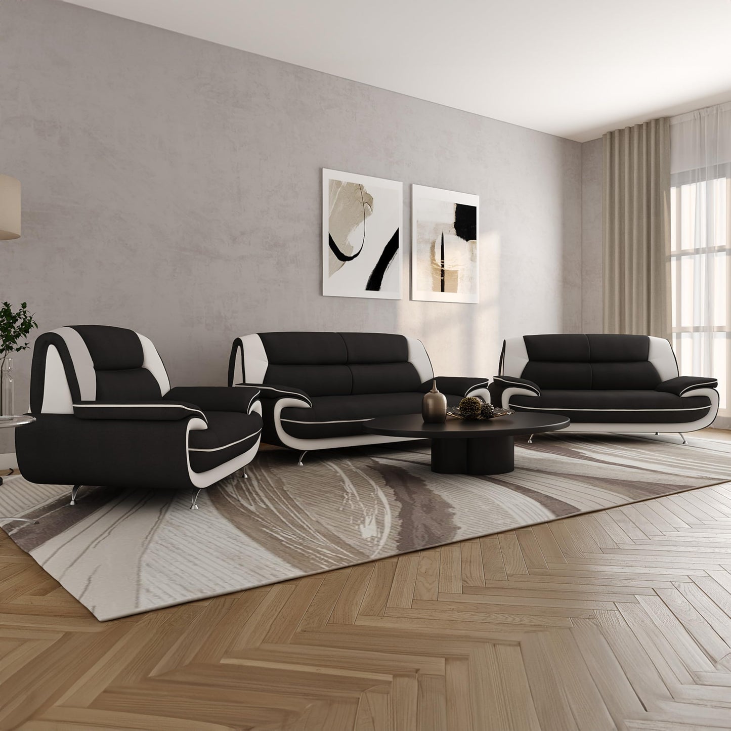 Sofa Set 3-2-1 for Living Room - Comfortable Couch Set with 3-Seater, 2-Seater & Armchair - Elegant Sofa Set with Fabric Cover - Without Sleep Function - Comfortable Padding - Modern Design