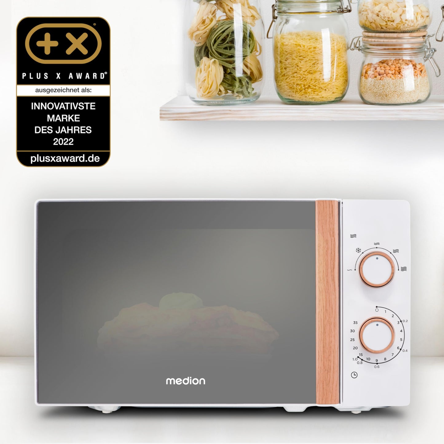 MEDION MD 15644 Microwave, Approx. 700 Watt Power, Approx. 17 Litre Capacity, 6 Levels, Defrost Function, Black/Silver