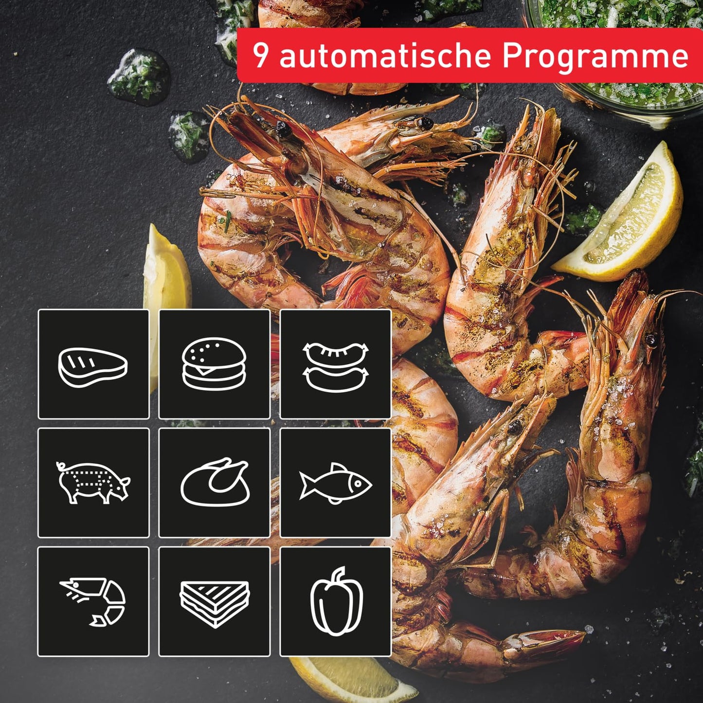 Tefal OptiGrill Elite XL Kontaktgrill, 16 Programme, Digitales Display mit Garstufenanzeige, abnehmbare XL-Platten, Grillboost-Funktion, intuitive Bedienung, Elektrogrill, Edelstahl, GC760D12