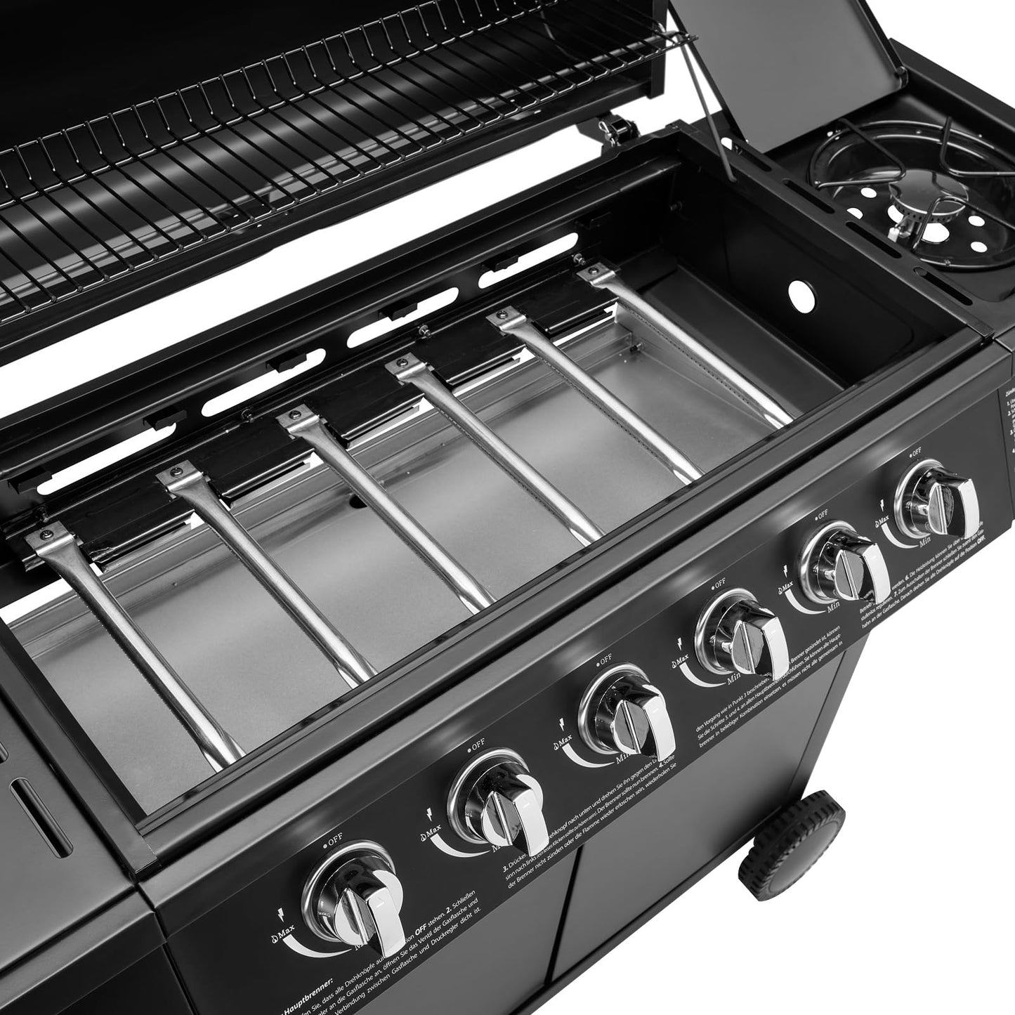 TAINO Basic BBQ Gas Grill Trolley Stainless Steel Burner + Side Burner Grill (Gas Grill Basic 4+1 Set)