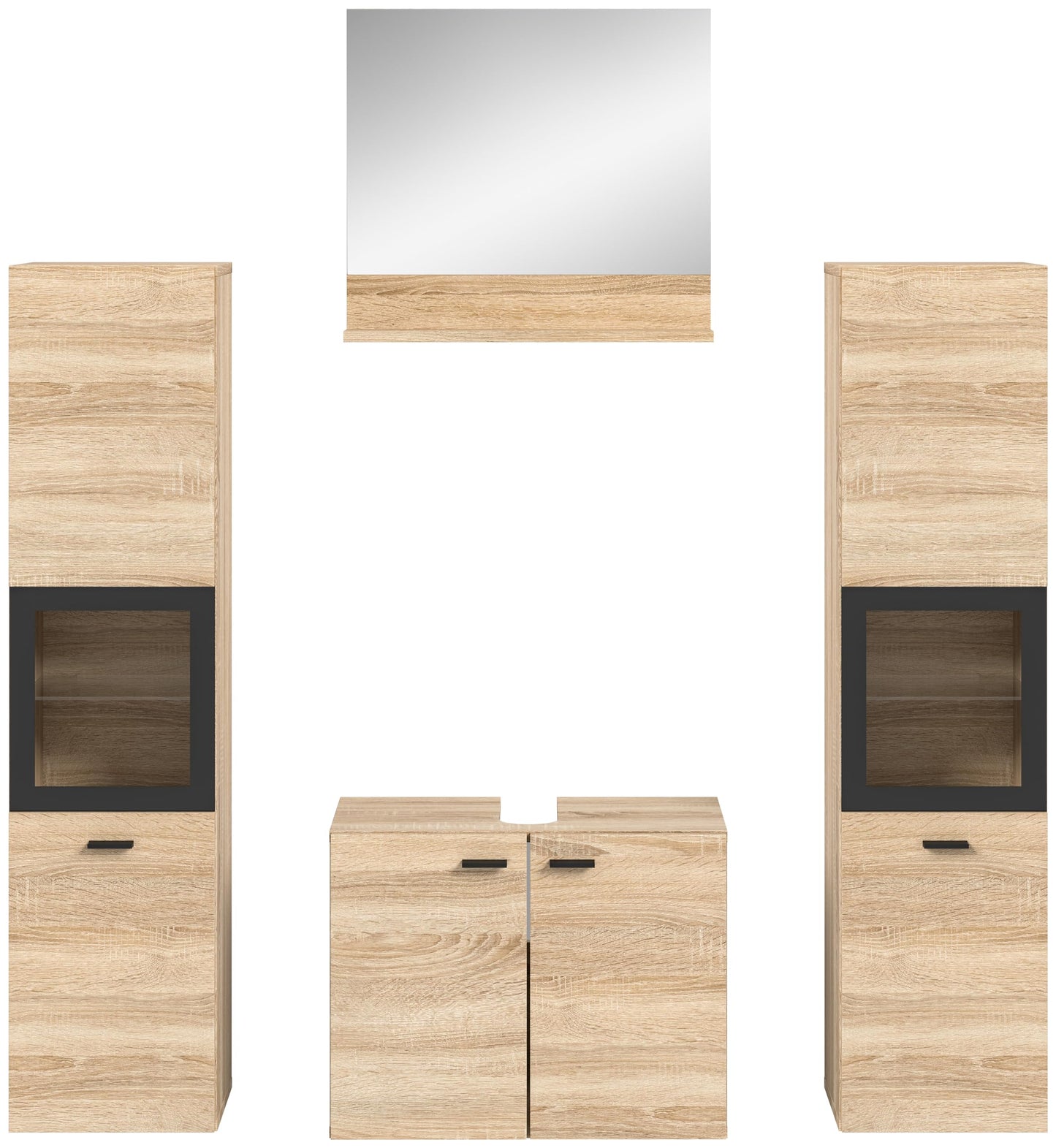 Boston Bathroom Cabinet, Standing Wall Cabinet, Hanging Cabinet, Wall Cabinet, Sonoma Oak Wood, Approx. 30 x 80 x 29 cm, Floor Standing/Hanging Mountable