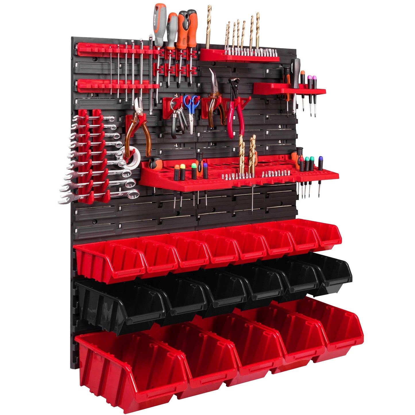 botle 24 Stacking Boxes Wall Shelf Plastic 77 x 78 cm Tool Holder Workshop Garage Storage System Storage Boxes Chute