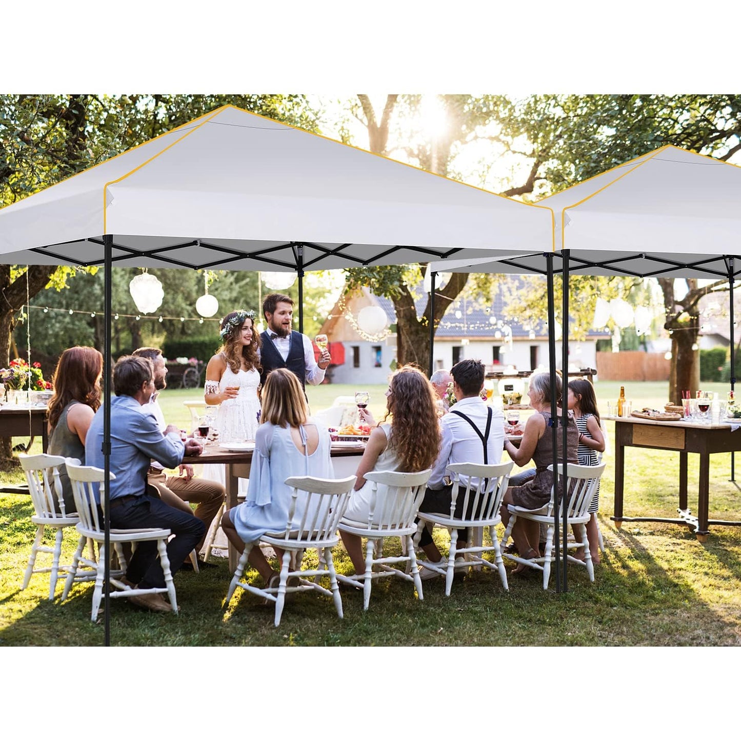 COBIZI Pavillon 3x6,Faltpavillon 3x6 Wasserdicht Stabil Winterfest, Sofort aufklappbare Vordächer Outdoor Gartenzelt mit 6 Seitenteilen, für Party Garten Festival, Weiß