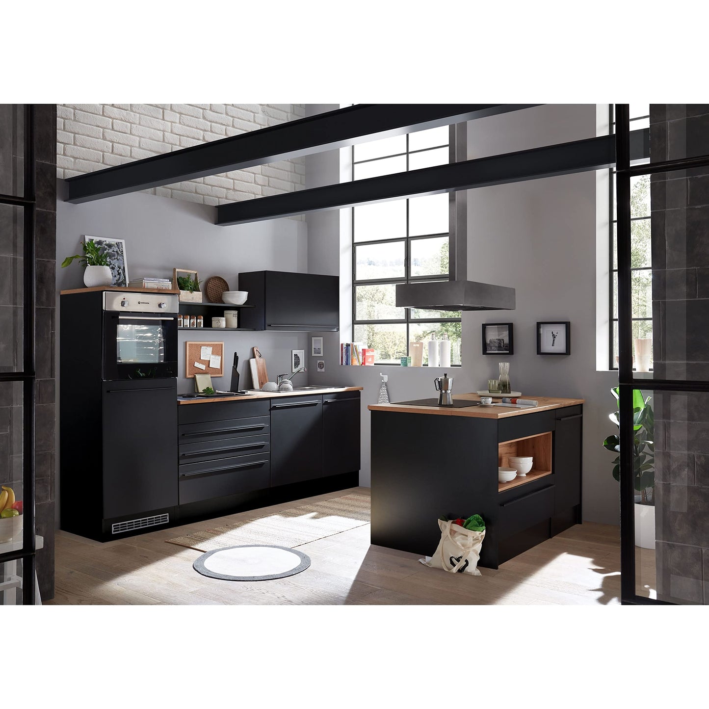 Jazz 84-131-18 Kitchen Unit without Appliances Approx. 260 x 200 x 60 cm Black