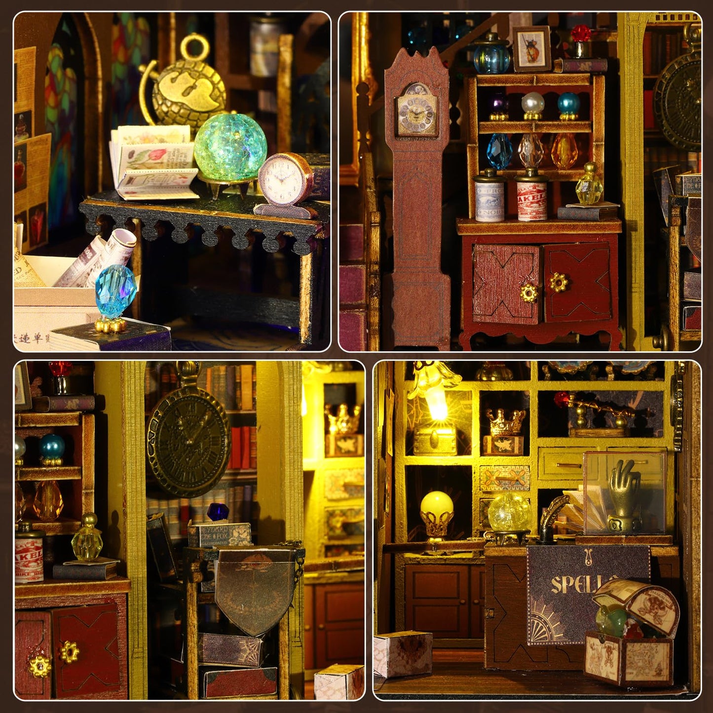Mostop DIY Miniature Dollhouse Kit,Wooden Dollhouse Construction Kit,Miniature House Kit with LED Light und Bewegungen,Creative Room Idea for Children/Adults,Magic House,DIY Kits (Twilight Book City)