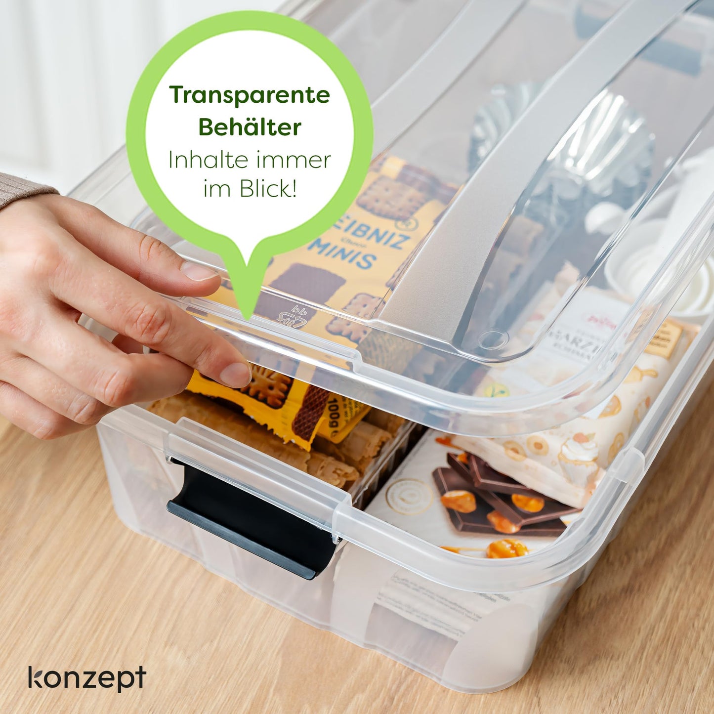 KONZEPT Storage Box with Lid 32L BPA Free Heavy Duty Locking Clips