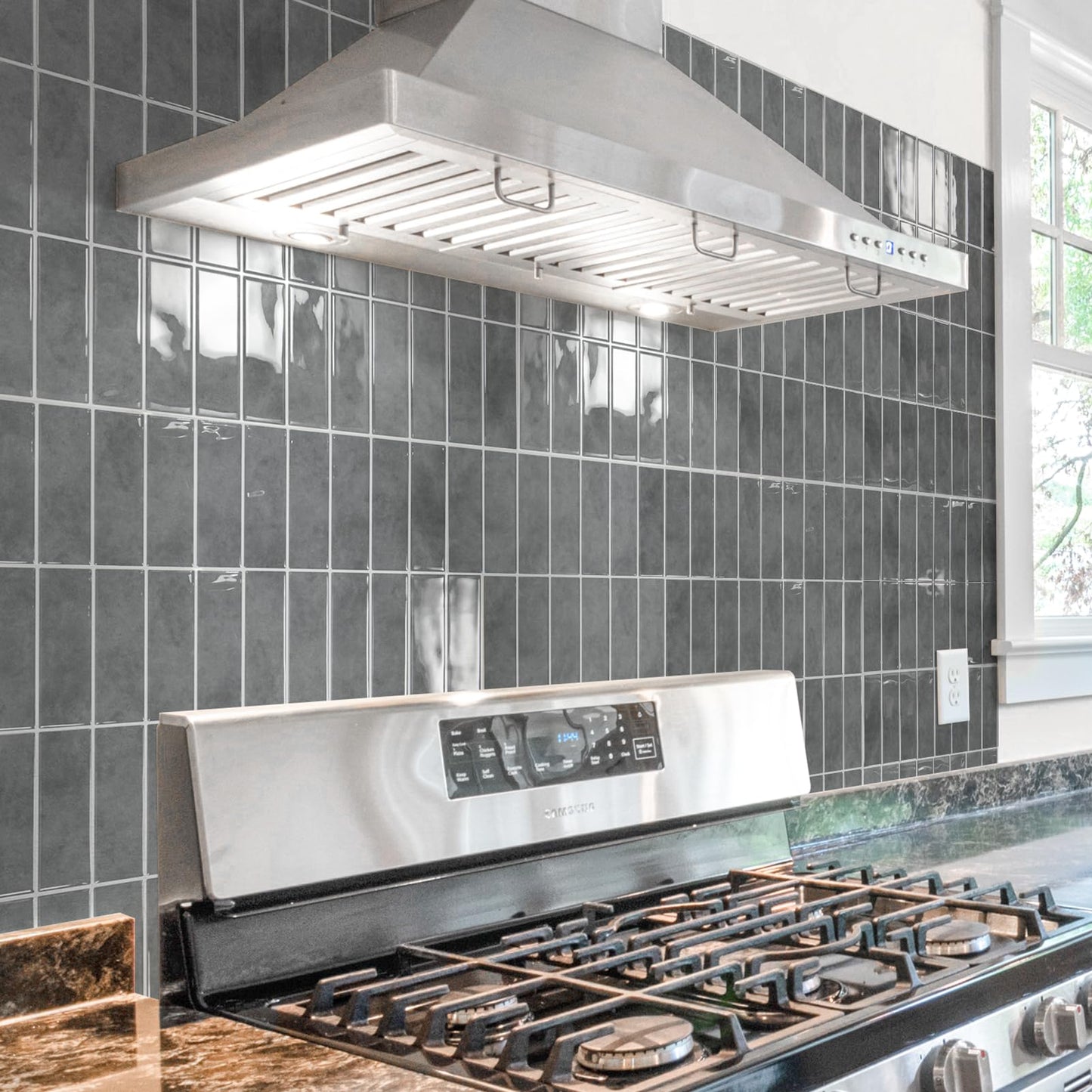 Art3d Tile Stickers, Adhesive Tiles, Tile Film, Green Wall Sticker, Metro Tile Decoration, Self-Adhesive Wall Tiles, RV, Kitchen, Bathroom, 10 Sheets (30.5 x 30.5 cm)