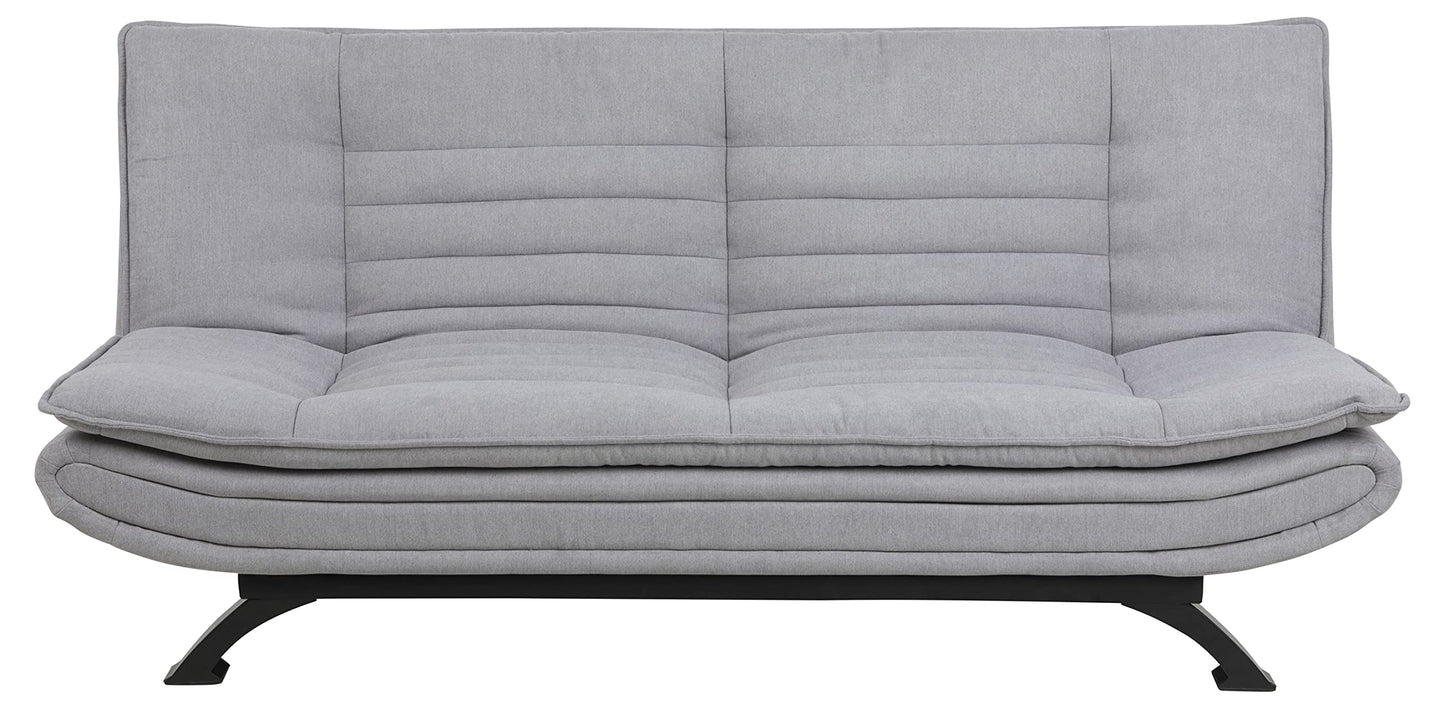 AC Design Furniture Jasper Bettcouch Dunkelgrau/Schwarz, Schlafsofa mit 3 Liegepositionen, Moderner 3-Sitzer Ohne Armlehne, Gepolstert mit Schwarzen Metallbeinen, L: 196 x H: 91 x T: 98 cm