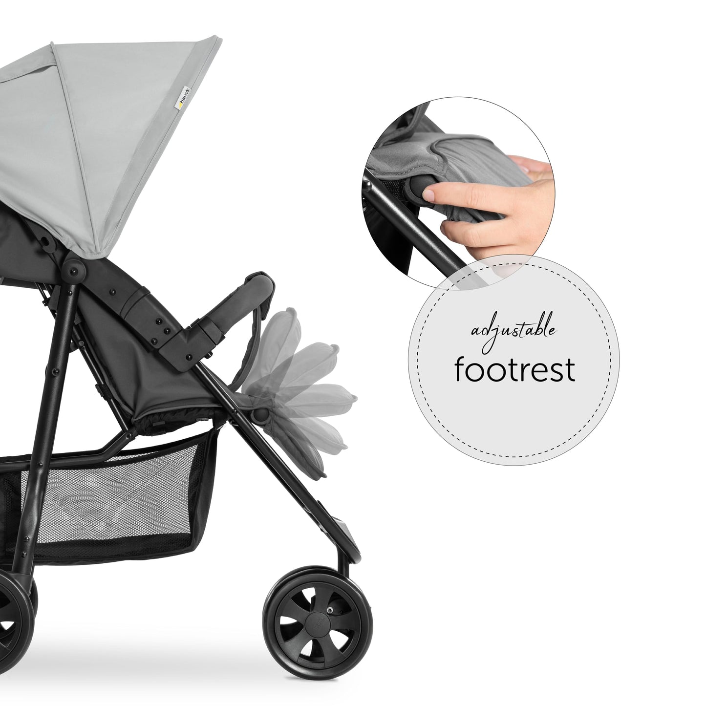 hauck Citi Neo II, Caviar/Stone - 3 Wheeled Pushchair with Raincover, Cup Holder & Tray, Lightweight (only 7.5 kg), Compact & One Hand Folding, XL Basket, from Birth up to 22 kg