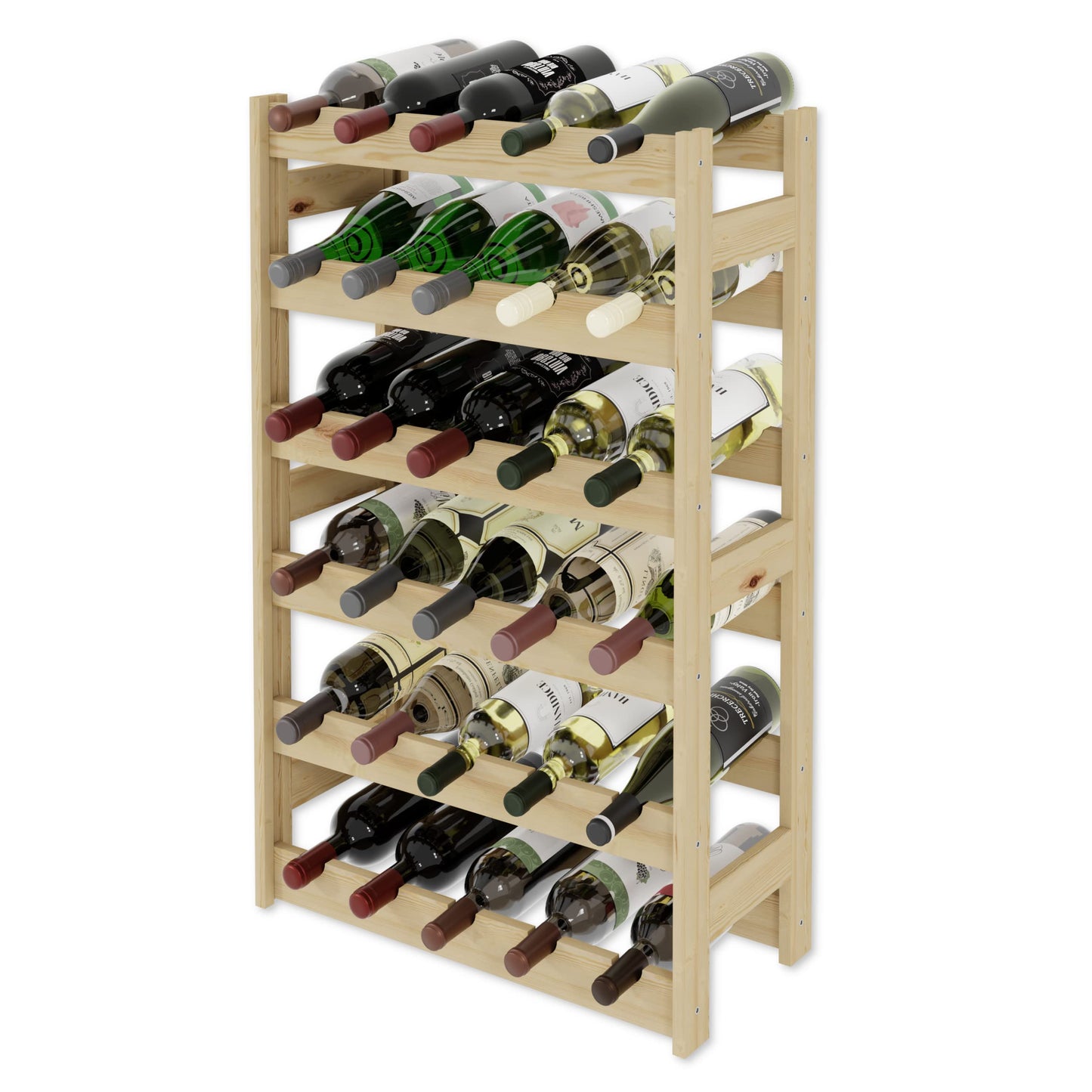 Lenmar, Wooden Wine Rack for Bottles, Natural, RW-1, Wine, Bottle Rack, Cellar Rack, Shelves, Bottle Holder (Natural, RW-1-42, 102 x 63 x 25, Brown, Holds 42 Bottles)