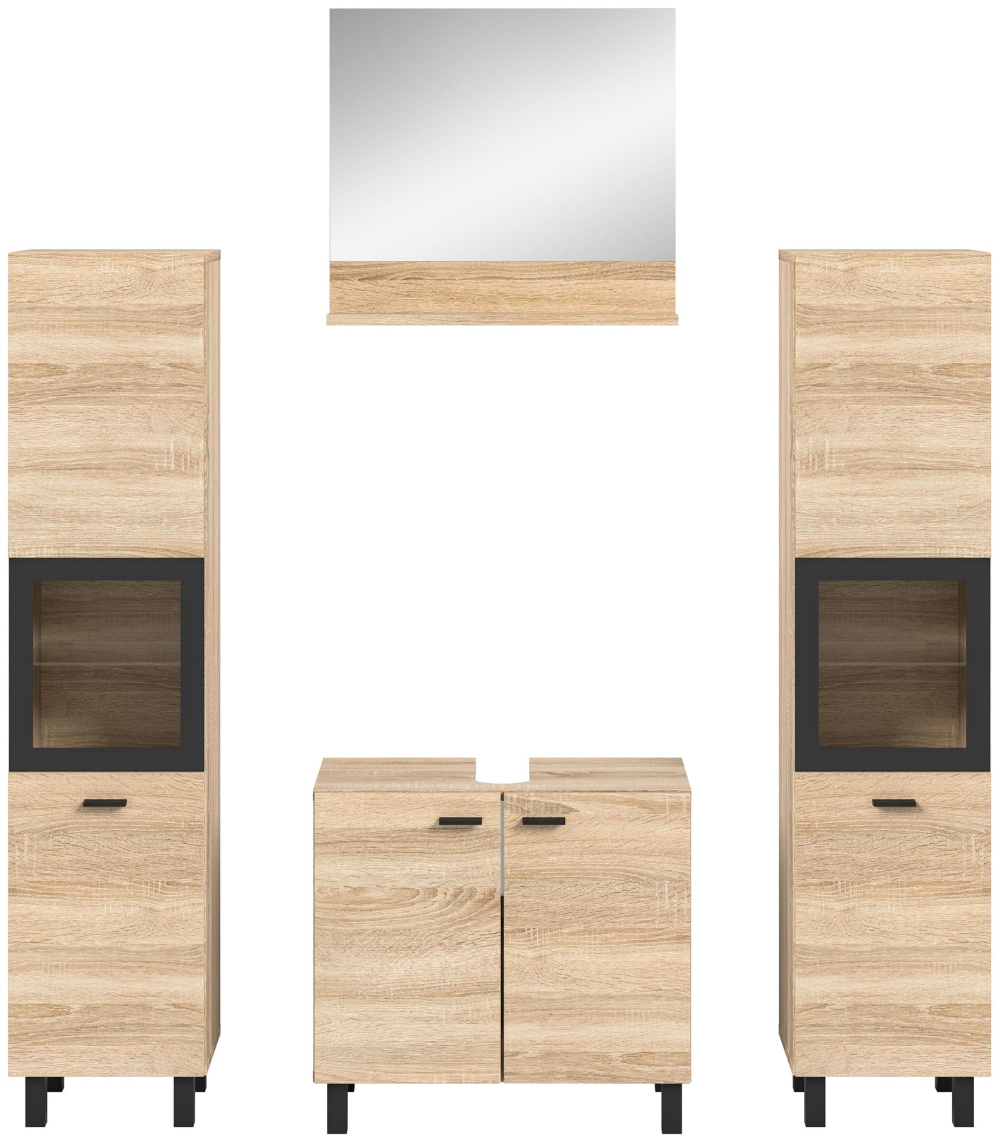 Boston Bathroom Cabinet, Standing Wall Cabinet, Hanging Cabinet, Wall Cabinet, Sonoma Oak Wood, Approx. 30 x 80 x 29 cm, Floor Standing/Hanging Mountable