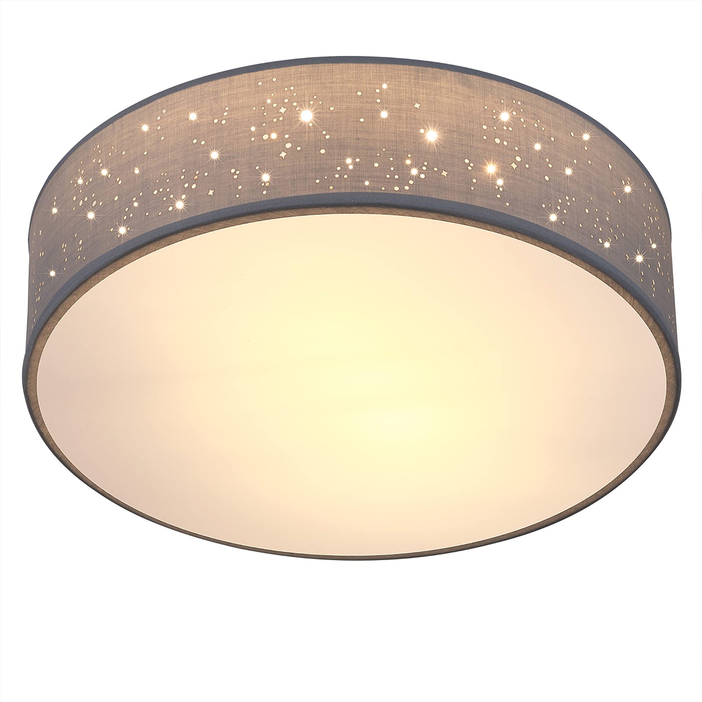 MONZANA® Ceiling Light Starry Sky Living Room Bedroom E27 Grey Round 38 cm Fabric Shade 2 Bulbs 40 W Kitchen Lamp Ceiling Light Fabric Ceiling Lamp