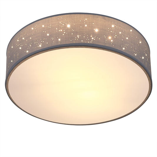MONZANA® Ceiling Light Starry Sky Living Room Bedroom E27 Grey Round 38 cm Fabric Shade 2 Bulbs 40 W Kitchen Lamp Ceiling Light Fabric Ceiling Lamp