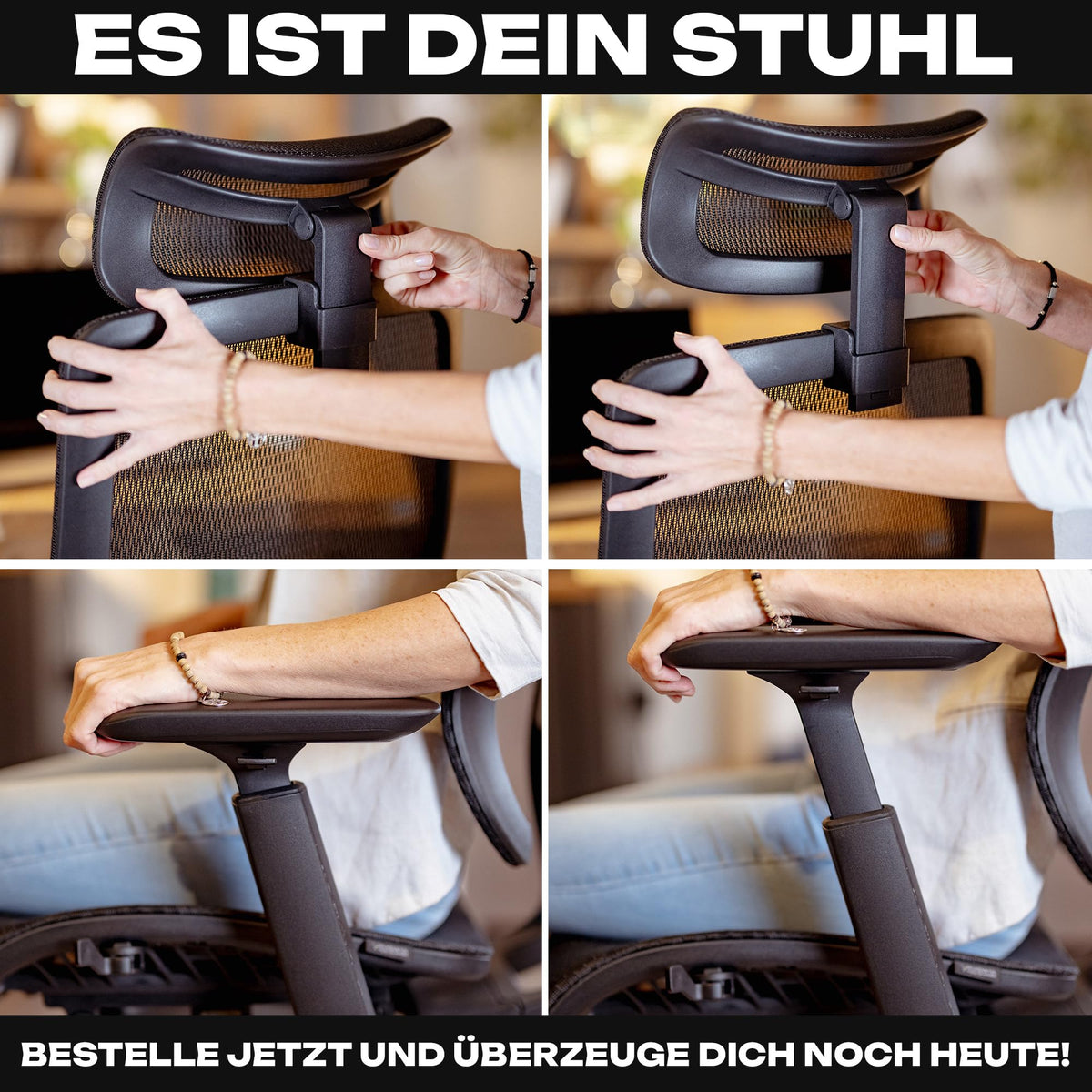 M2 Ergonomic Office Chair, Test Winner with Adjustable Armrest without Headrest for Maximum Freedom of Movement, Back-Friendly, Comfortable Desk Chair for Office and Home Office Chair