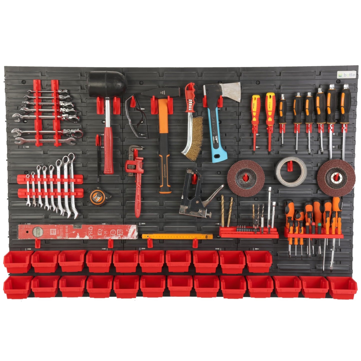 31-Piece Stacking Boxes Tool Wall 156 x 78 cm Set Tool Holder Wall Shelf Workshop Shelving Storage System Storage Box Extra Strong Wall Plates Shelf Expandable Storage Rack