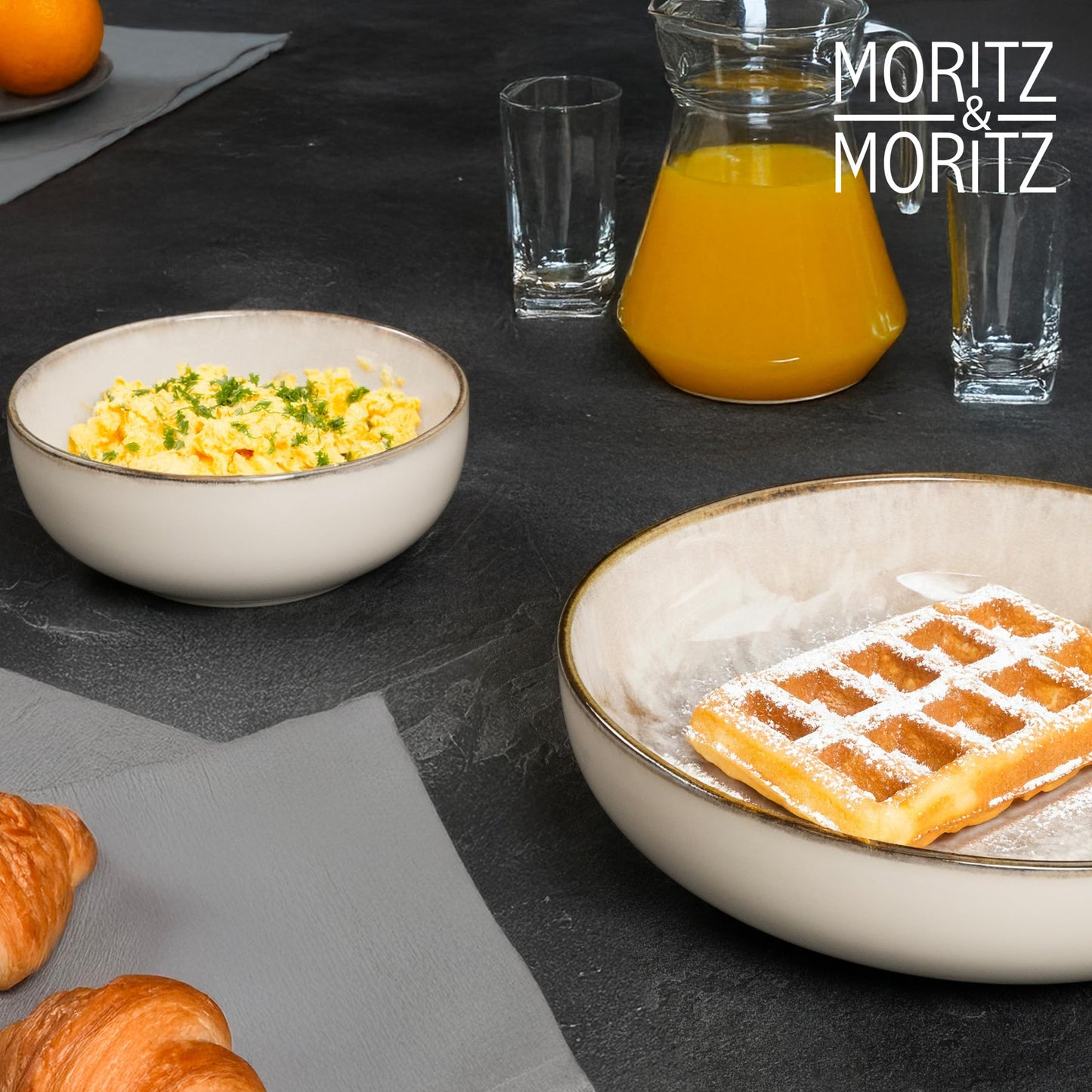 Moritz & Moritz BLOSSOM 18-Piece Crockery Set for 6 People, Elegant Plate Set Made of High-Quality Porcelain with Floral Design, Crockery Set of 6 x Dinner Plates, 6 x Dessert Plates, 6 x Soup Plates