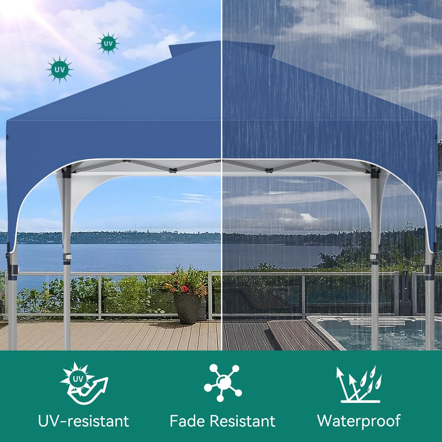 YITAHOME 3X3Meter wasserdichte Pavillon Faltpavillon, Faltbarer Stabil Pop up Pavillon Outdoor Anti-UV Gartenpavillon Höhenverstellbarfür Alle Jahreszeiten Für Märkte Pool Festival, Schwarz