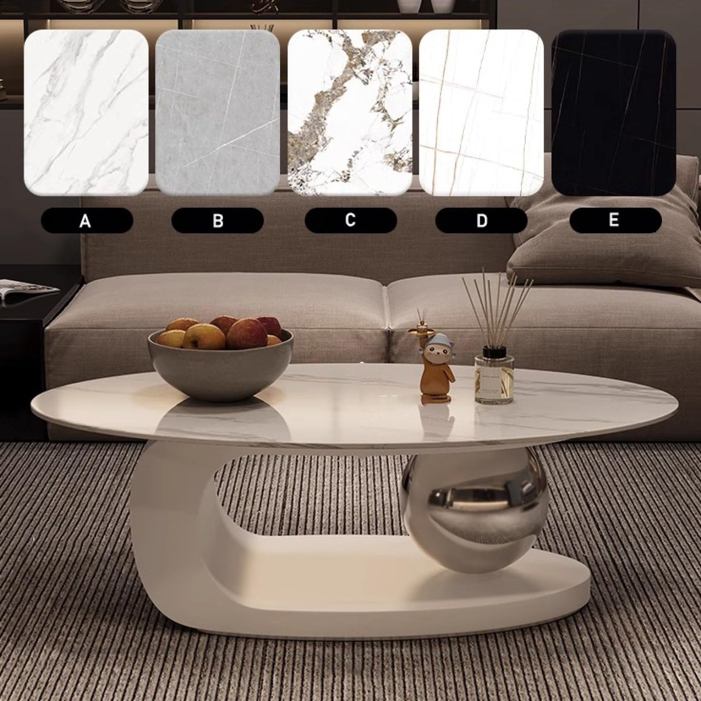 Luxury Marble Coffee Table with Golden Metal Bracket and Stone Worktop - Elegant Styling, Unique Design, Easy to Clean