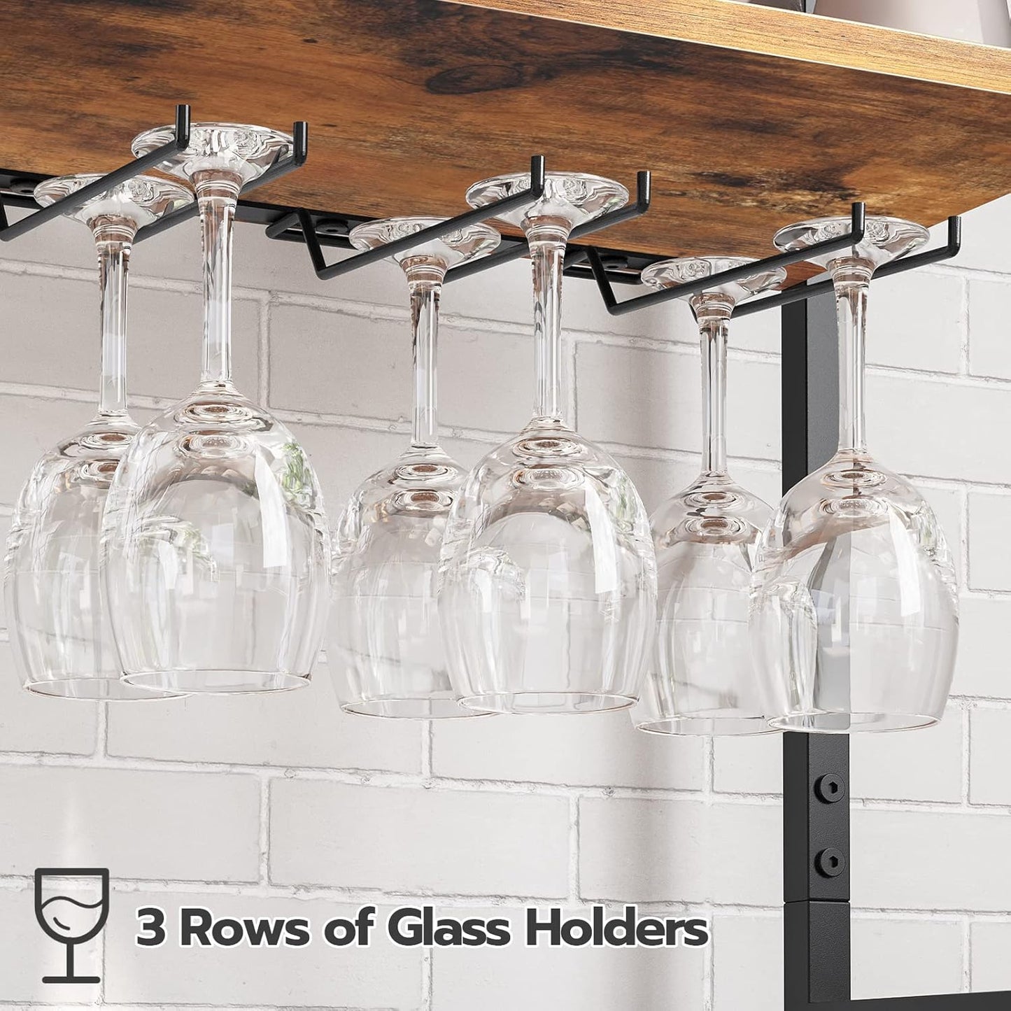 HOOBRO Wine Rack, Bottle Rack for 16 Bottles, Freestanding Wine Stand with Table Top and Wine Glass Holder, Wine Bottle Holder for Kitchen, Bar, Restaurant etc., Bottle Organiser EBF04JJ01