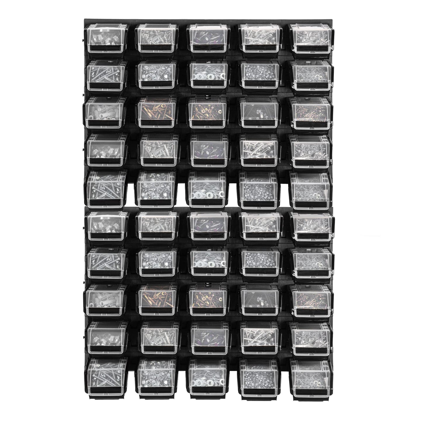 KADAX Workshop Wall Shelf, 58 x 78 cm Storage System Made of Robust Plastic, UV-Resistant Workshop Shelf, Expandable Wall Plates, Shed Rack for Garage (Black, 50 Pieces v2)