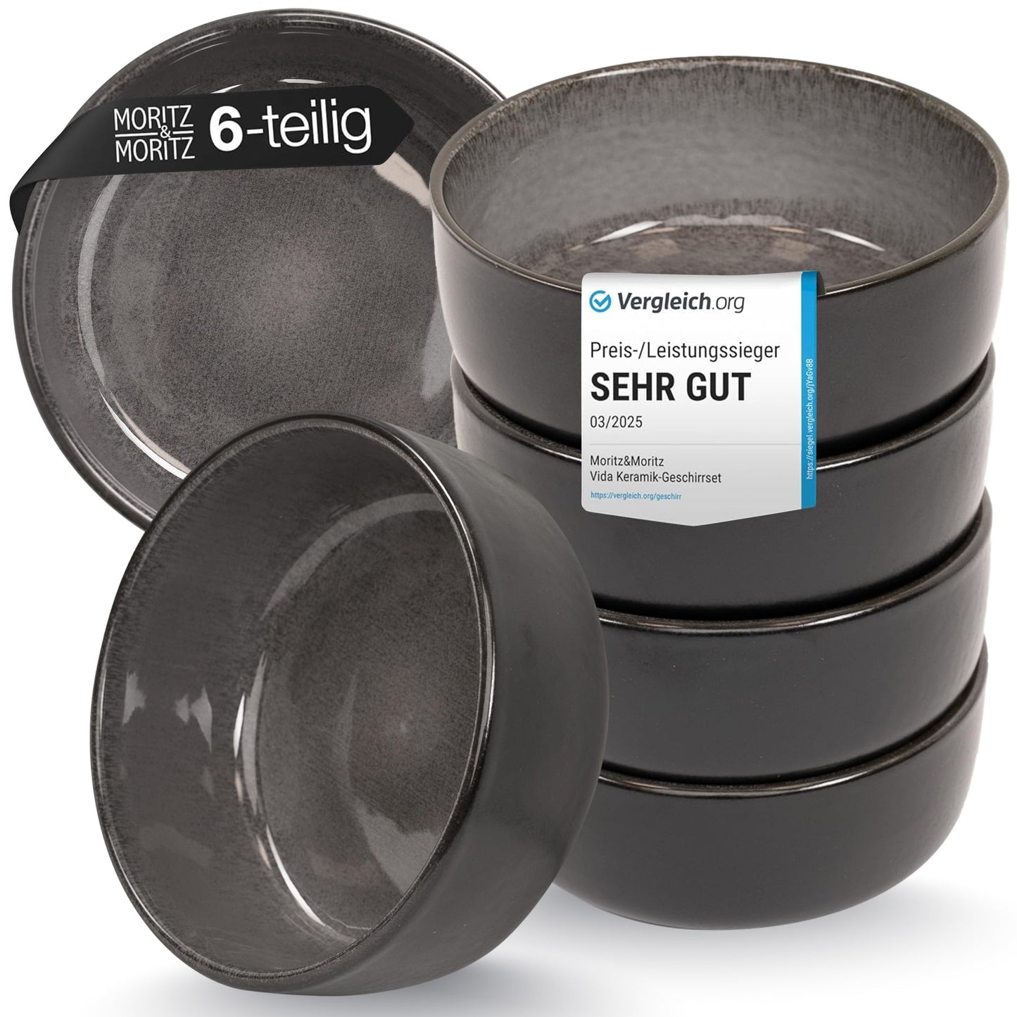 Moritz & Moritz Vida 18-Piece Crockery Set for 6 People, Elegant Plate Set Made of High-Quality Porcelain, Crockery Consisting of 6 x Dinner Plates, 6 x Dessert Plates, 6 x Soup Plates