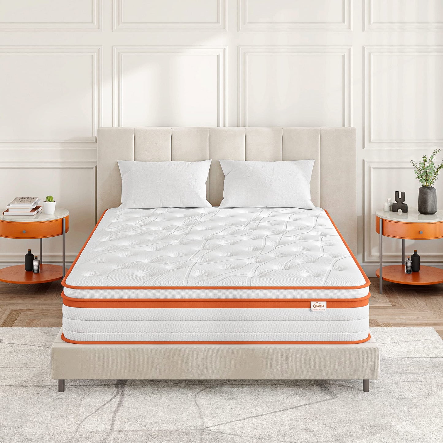 TeQsli Gel Spring Mattress 180 x 200 cm 25 cm Height, Gel Memory Foam & Individual Pocket Springs, Ergonomic 7-Zone Mattress to Relieve Pressure & Back Pain, H3 H4, Oeko-Tex & CertiPUR