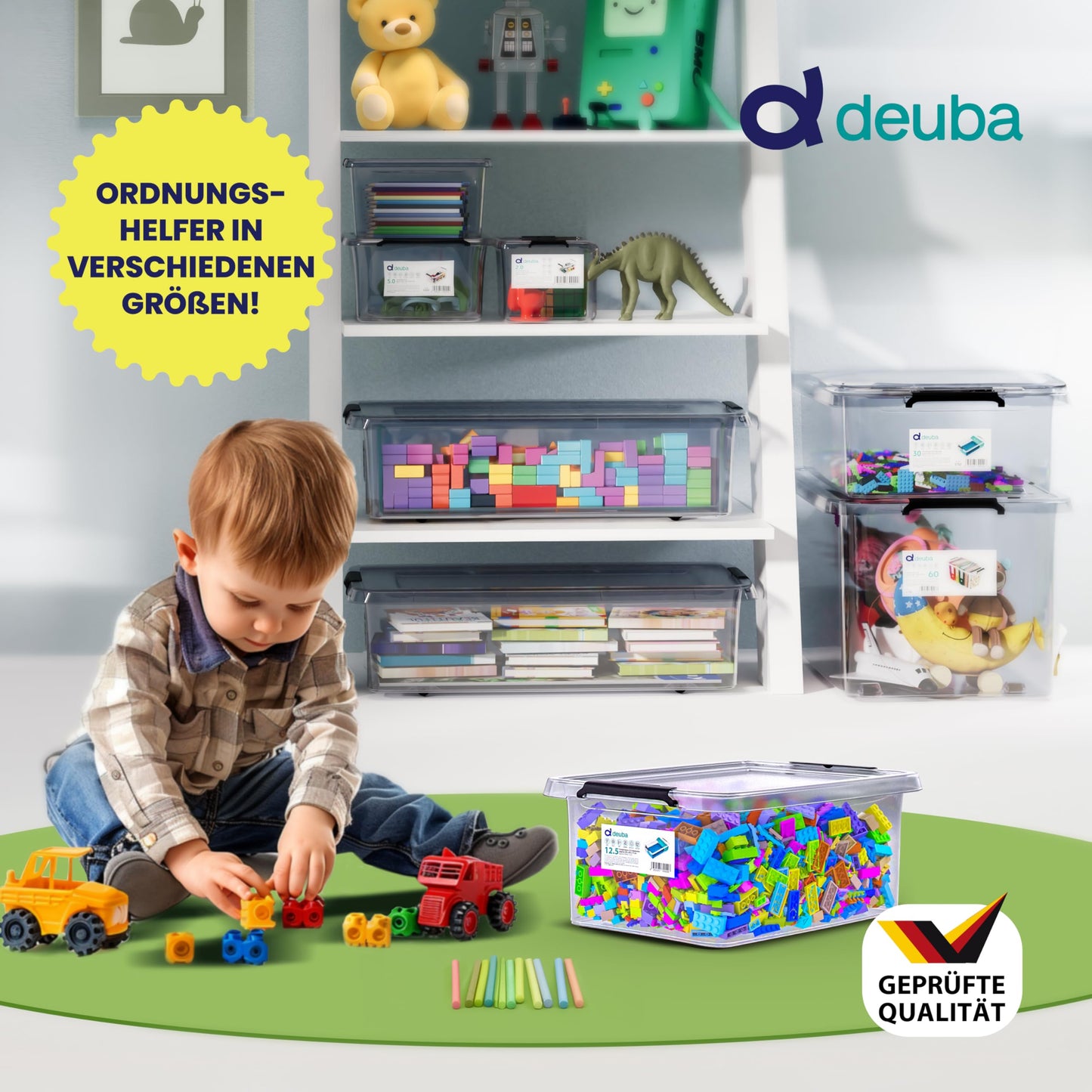 Deuba 10 x Storage Boxes with Lids 12.5 L Box Plastic Boxes Food Safe BPA Free Click Lock Transparent Stackable Kitchen Bedroom