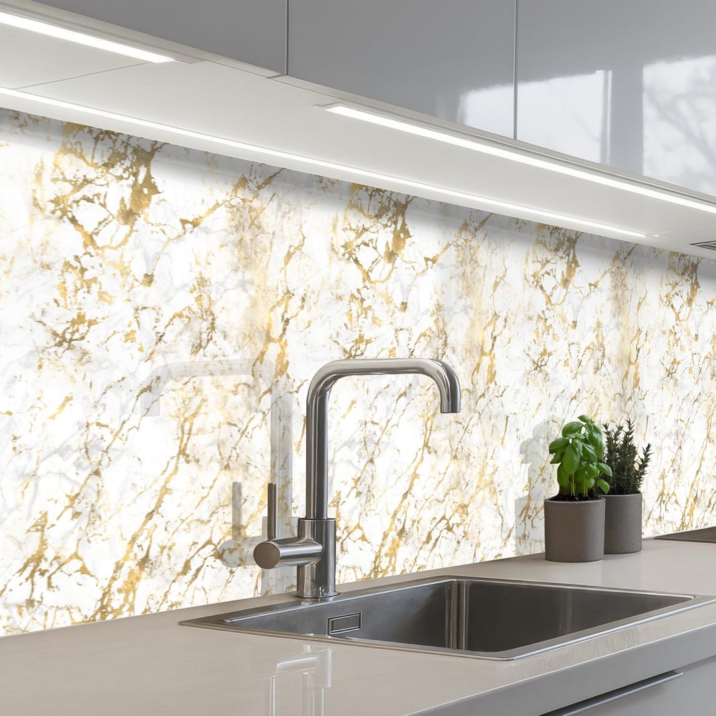 Back Wall Kitchen 60 x 80 cm Back Wall Protection Self-Adhesive Splash Guard Kitchen Back Wall Kitchen Front Kitchen Self-Adhesive Kitchen Back Walls Black - Marble - Gold - Nerf