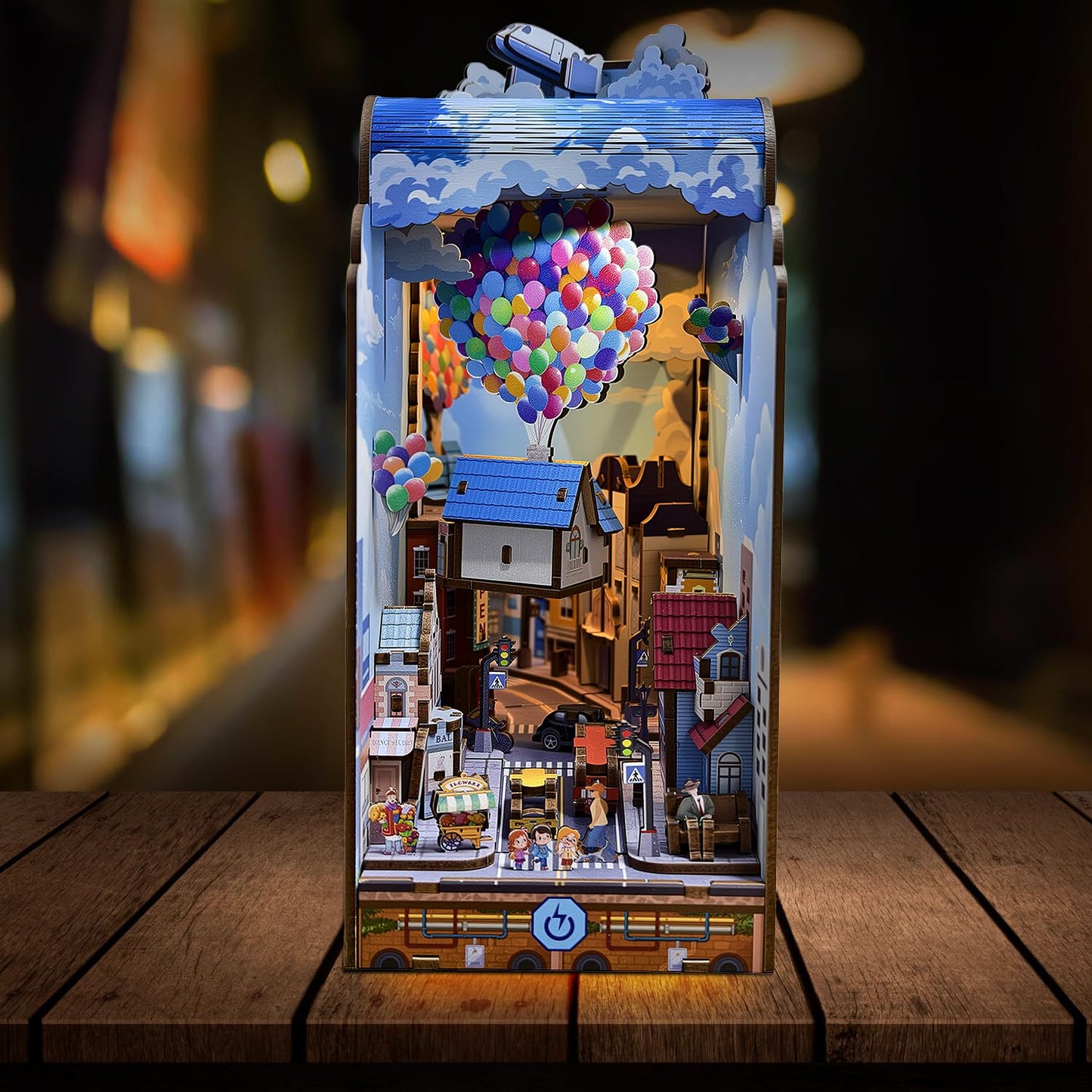 Book Nook Japan, Sakura Straße Booknook Japanischer Kit, 293PCS DIY Miniature House mit Licht, 3D Puzzle für Erwachsene und Heranwachsende, Japanische Deko Holzpuzzle Erwachsene Bücherregaldekoration