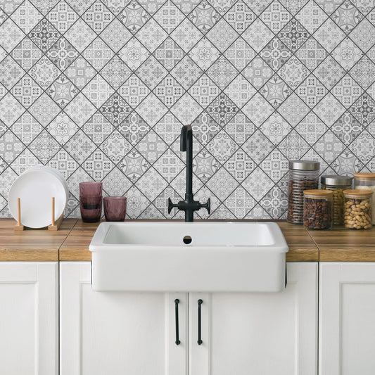 CREARREDA Kitchen Back Wall Self-Adhesive Made in Italy Easy to Use Splash Guard Made of PVC Water Resistant and Durable