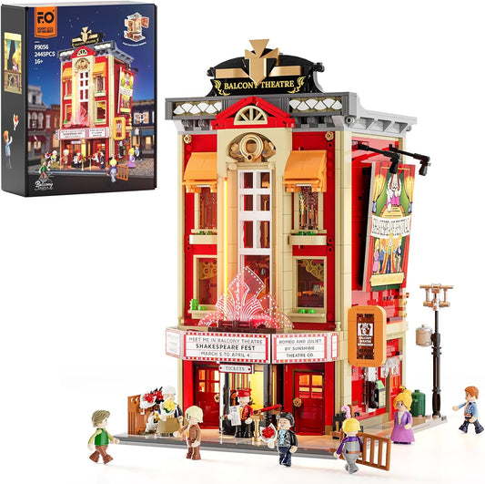 FUNWHOLE Balcony Theatre Lighting Clamp Building Blocks House - with Scene from a Classic Shakespeare Piece, 2445 Pieces, Collector's Set & Creative City House Model for Adults & Teenagers, F9056