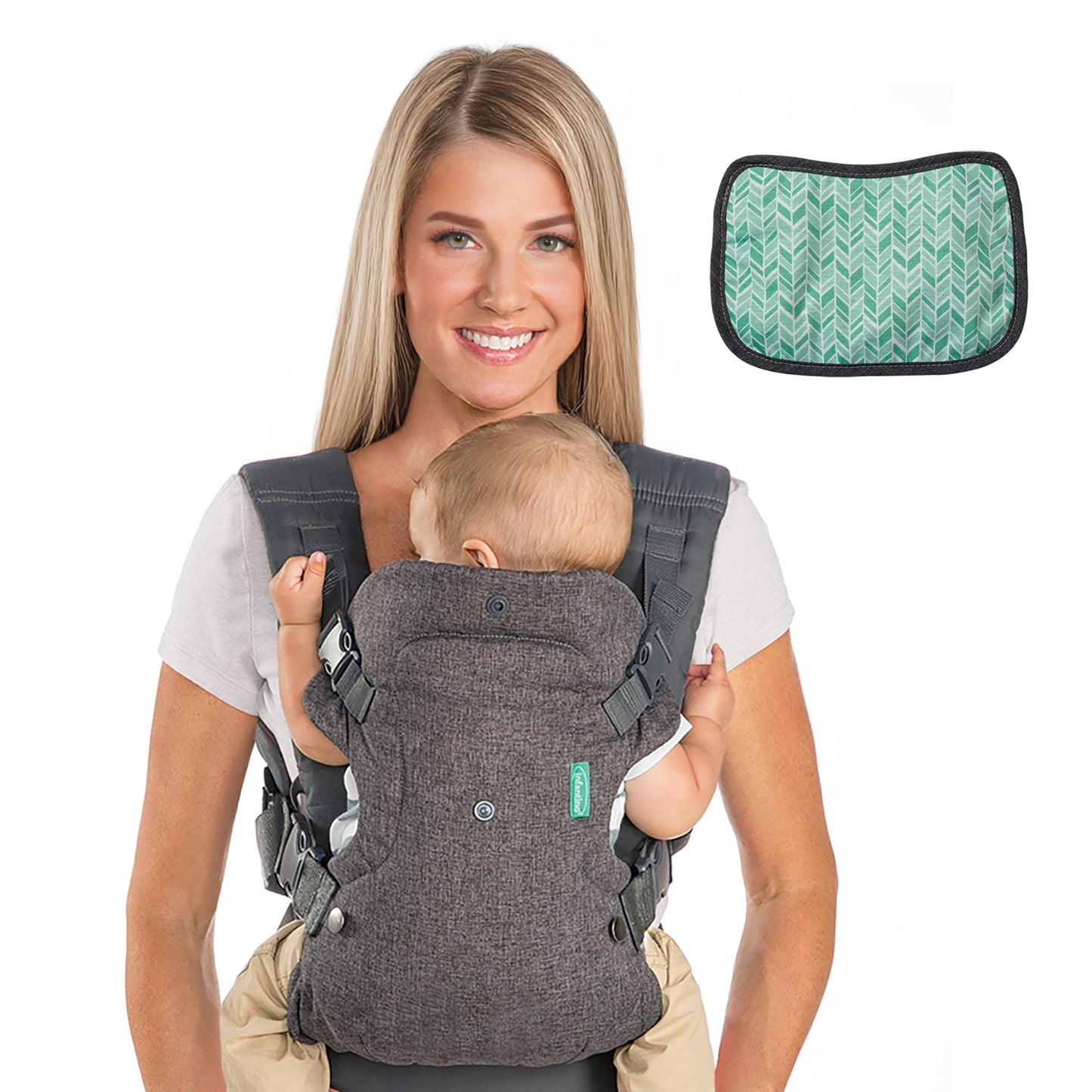 Infantino Flip Advanced 4-in-1 Ergonomic Convertible Baby Carrier with Inside and Out View, Front and Back, Portable for Newborns to Toddlers from 8-32 lbs, Grey