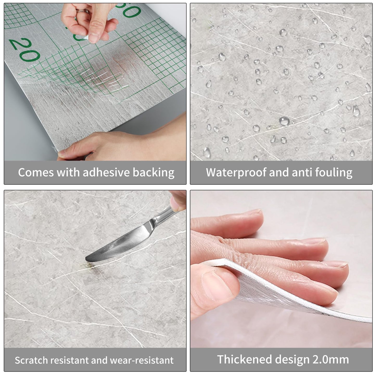 Kitchen Stove Back Wall Tiles, Kitchen Splashback in Marble Look, 60 cm x 3 m Rolls, Splash Guard, Kitchen, PVC Adhesive Tiles, Wall Tiles, Self-Adhesive, Kitchen Back Wall Plate