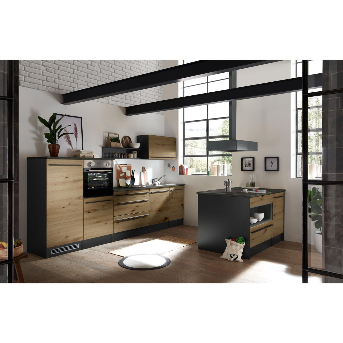 Jazz 84-129-18 Kitchen Unit without Appliances Approx. 320 x 200 x 60 cm Black