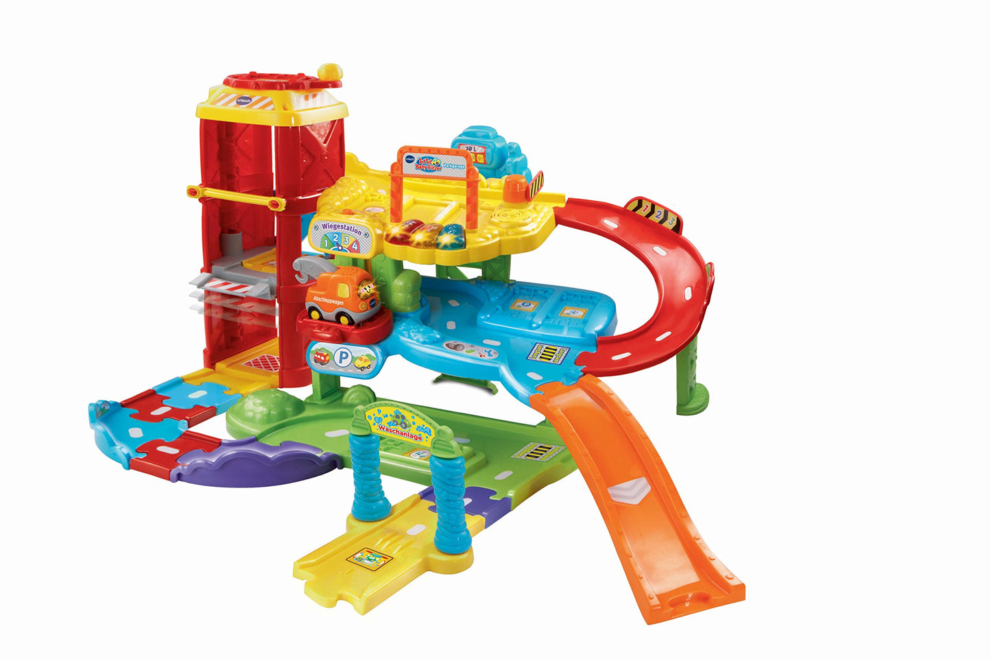 VTech Baby Flitzer - Parking Garage - Interactive Toy with Tow Truck, Lift, Slide, Gas Station and Much More - For Children Aged 1-5 Years