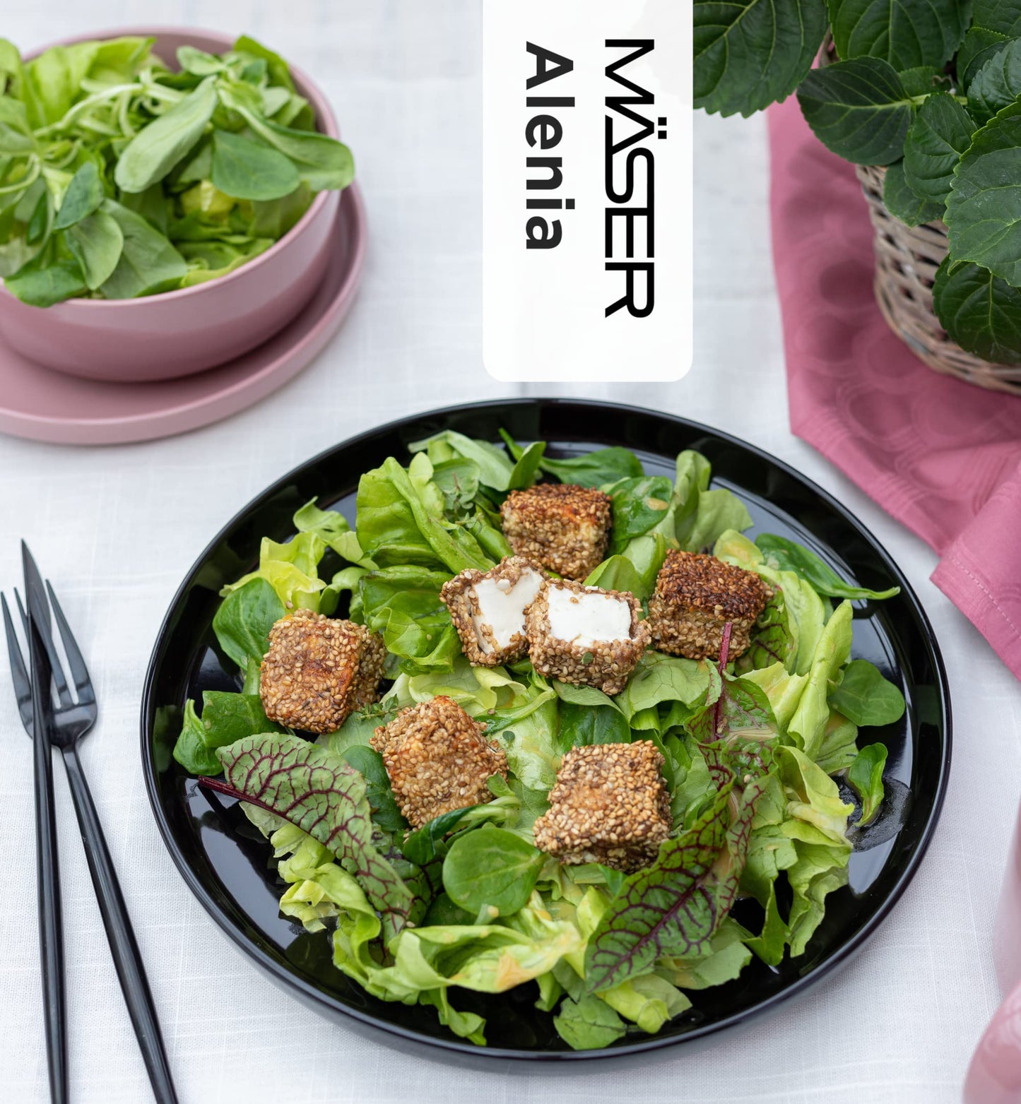 MÄSER 934005 Alenia Series Crockery Set for 4 People in Modern Scandinavian Design, 16-Piece Ceramic Crockery Set in Pink, Stoneware