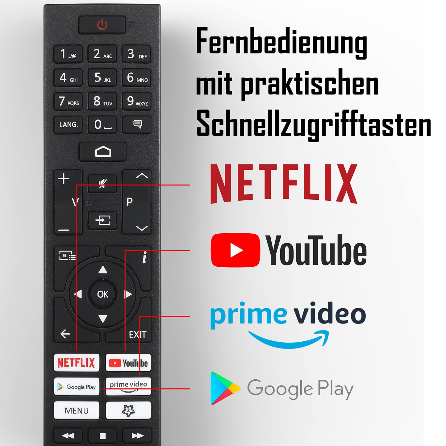 JVC 32 Zoll Fernseher Android TV (HD-Ready Smart TV, HDR, Triple-Tuner, Google Play Store) LT-32VAH3355